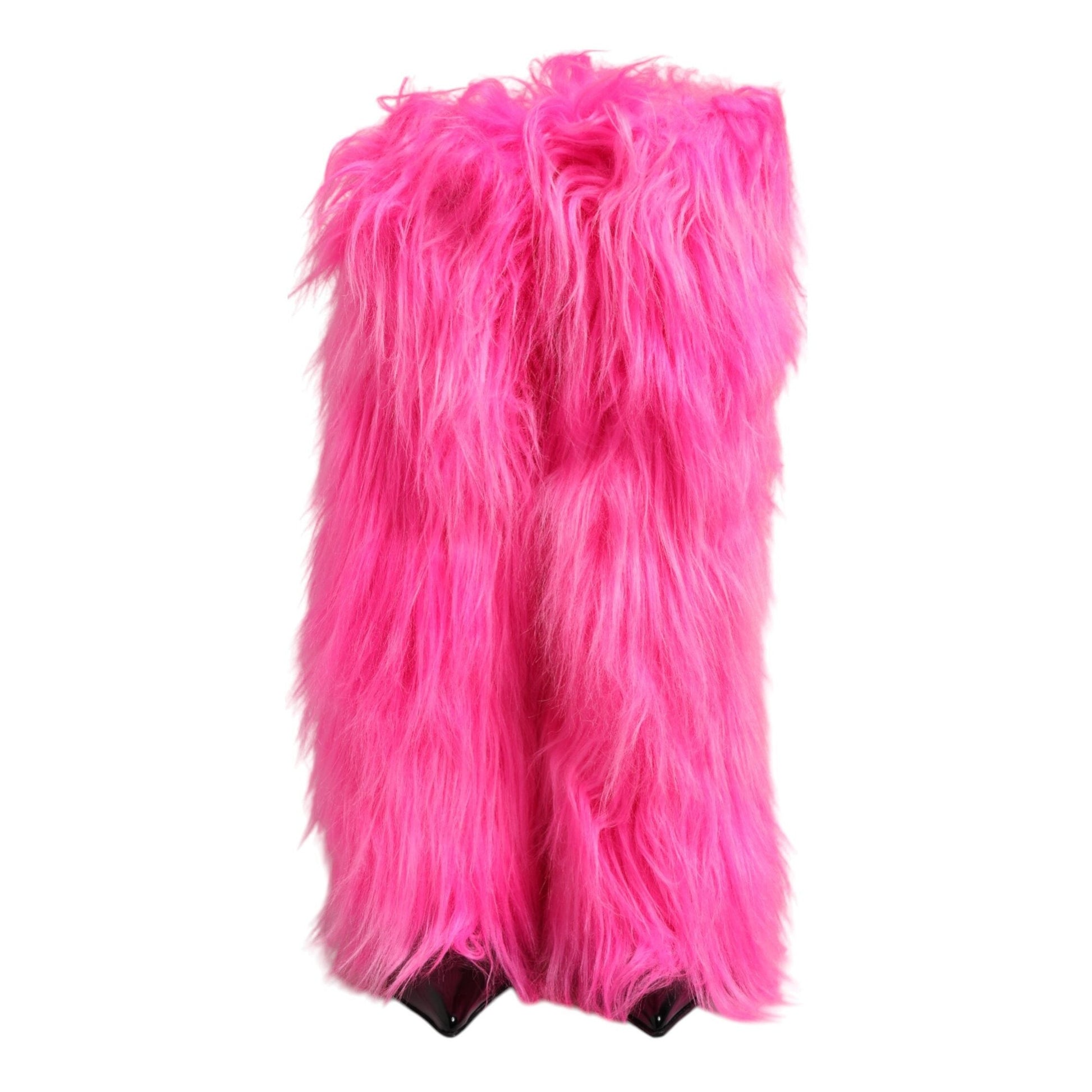 Dolce & Gabbana Pink Faux Fur Leather High Heels Boots Shoes Dolce & Gabbana