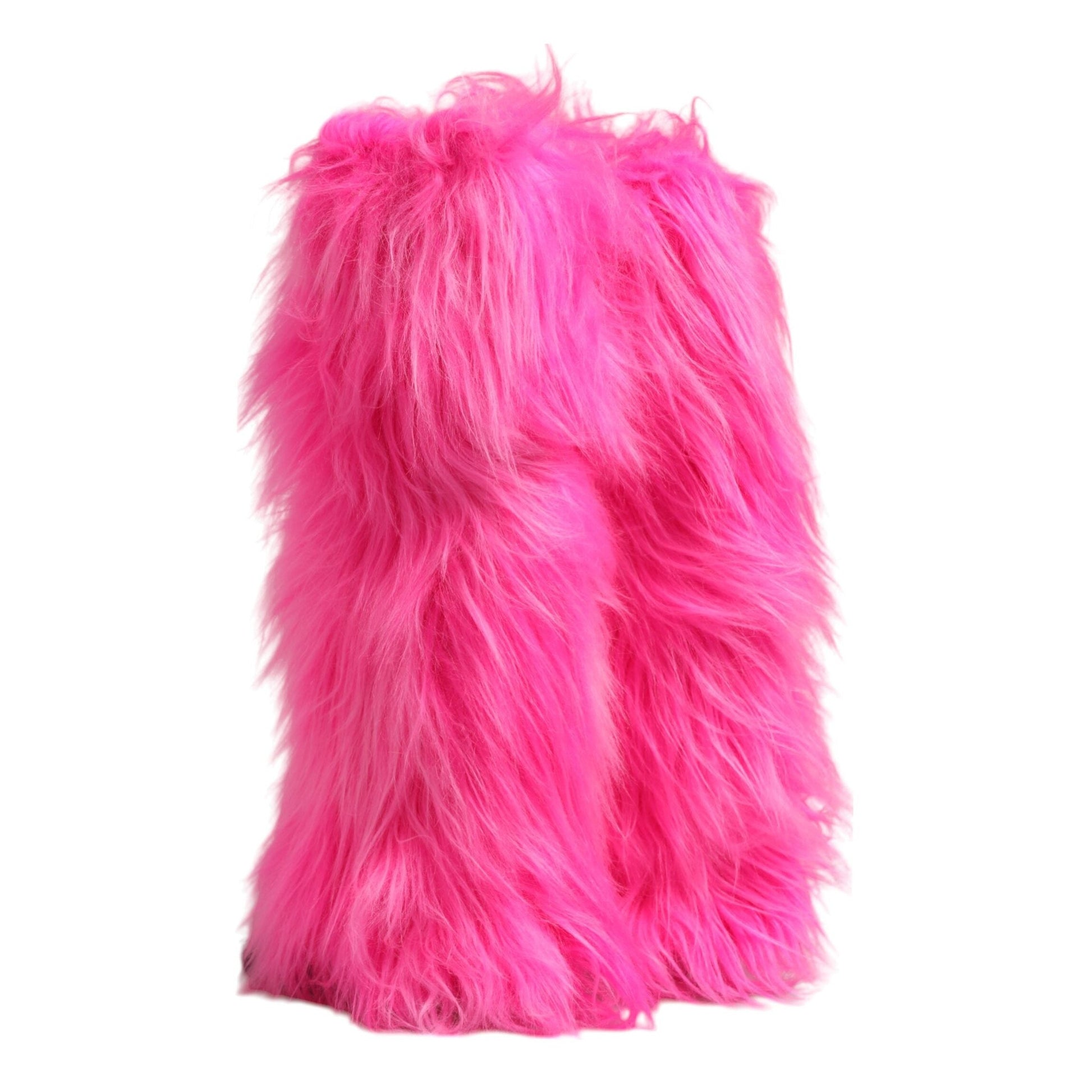 Dolce & Gabbana Pink Faux Fur Leather High Heels Boots Shoes Dolce & Gabbana