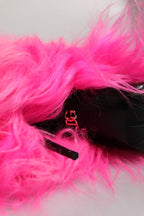 Dolce & Gabbana Pink Faux Fur Leather High Heels Boots Shoes