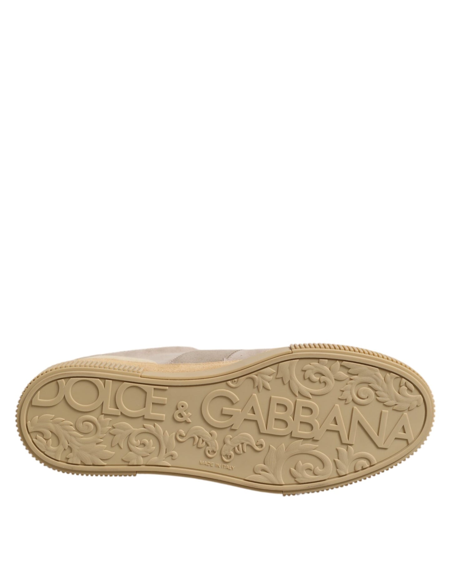 Dolce & Gabbana Beige Leather Low Top Lace Up Sneakers Shoes Dolce & Gabbana