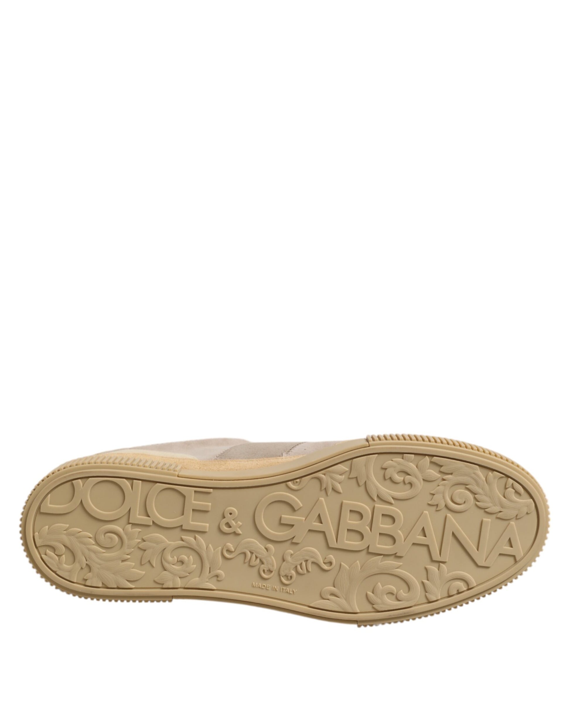 Dolce & Gabbana Beige Leather Low Top Lace Up Sneakers Shoes Dolce & Gabbana