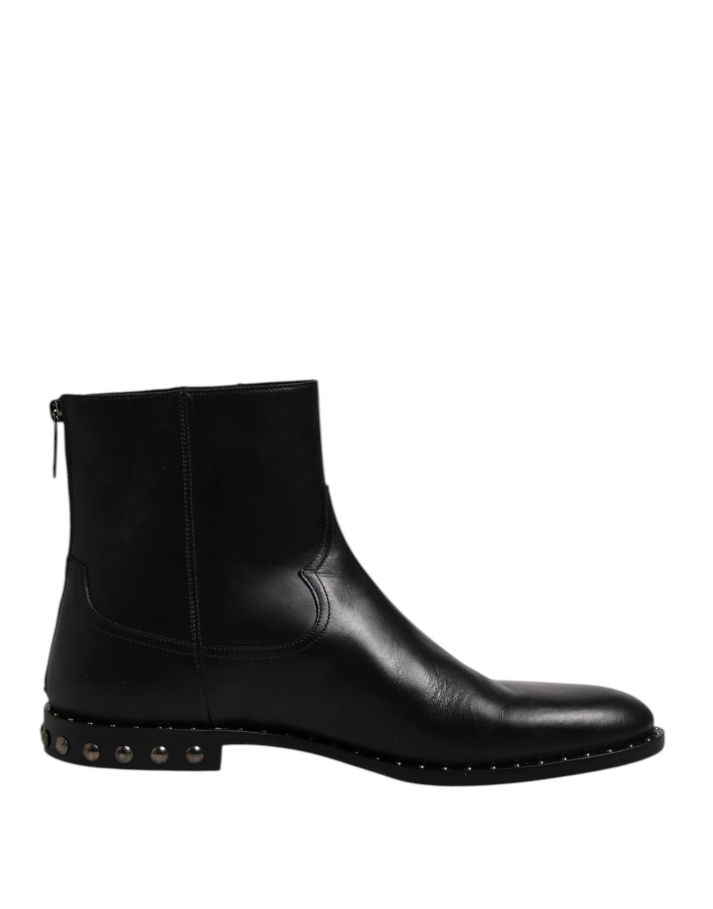 Dolce & Gabbana Black Leather Logo Ankle Boots Studded Shoes Dolce & Gabbana