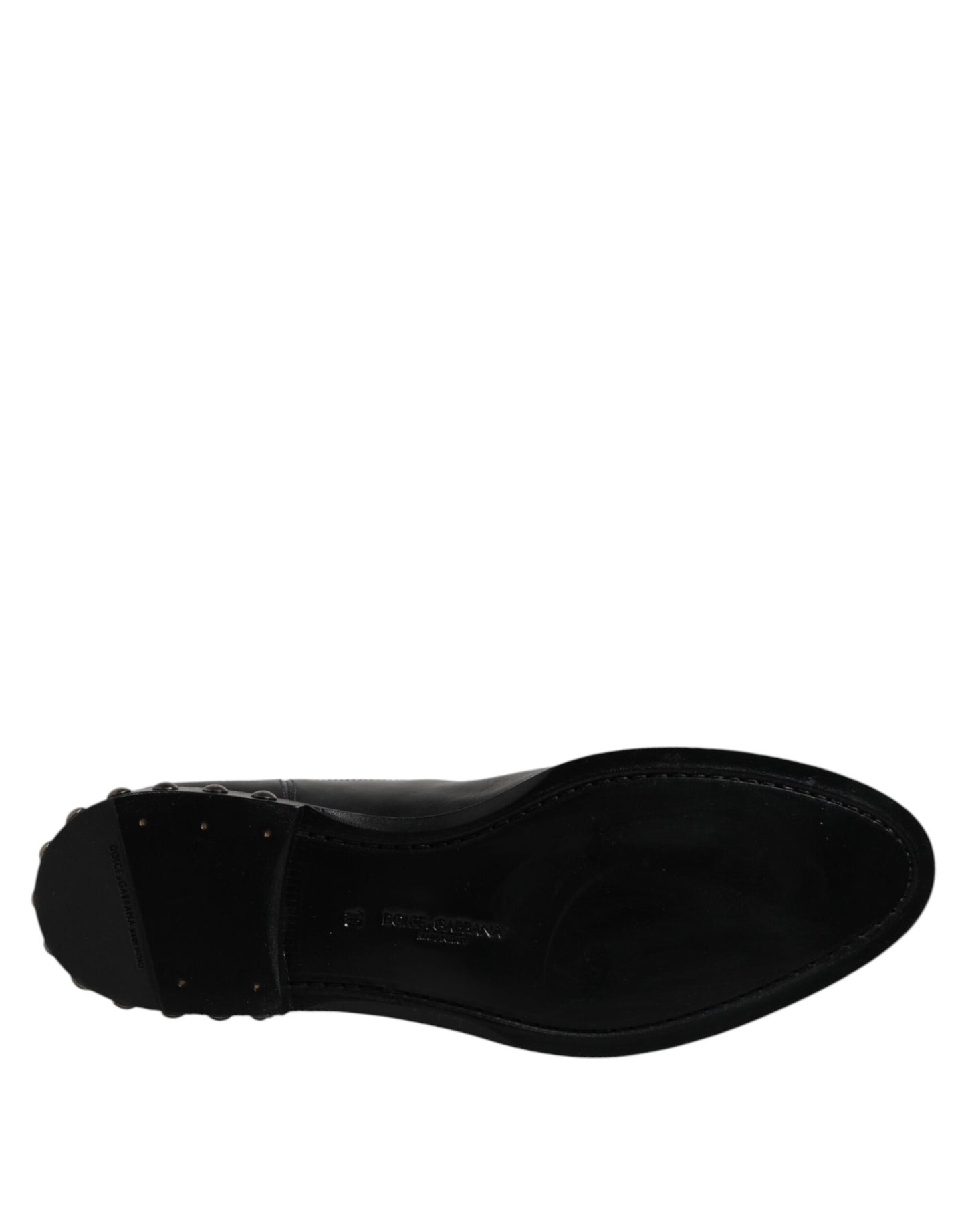 Dolce & Gabbana Black Leather Logo Ankle Boots Studded Shoes Dolce & Gabbana