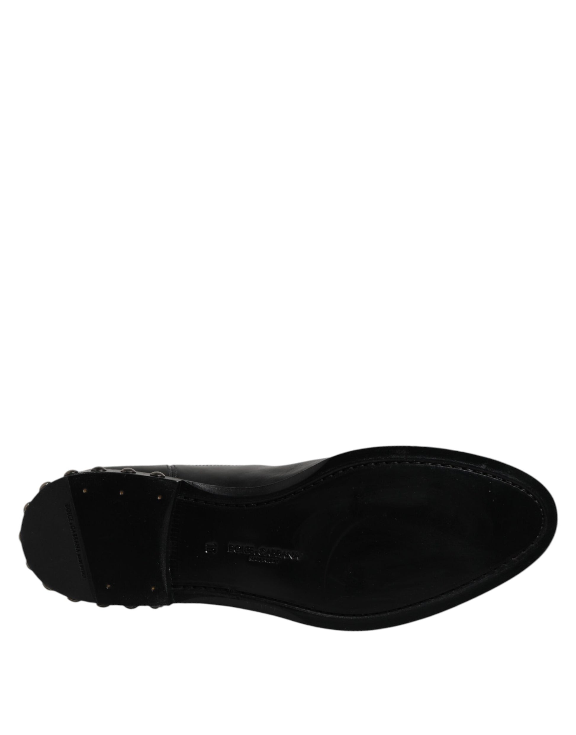Dolce & Gabbana Black Leather Logo Ankle Boots Studded Shoes Dolce & Gabbana