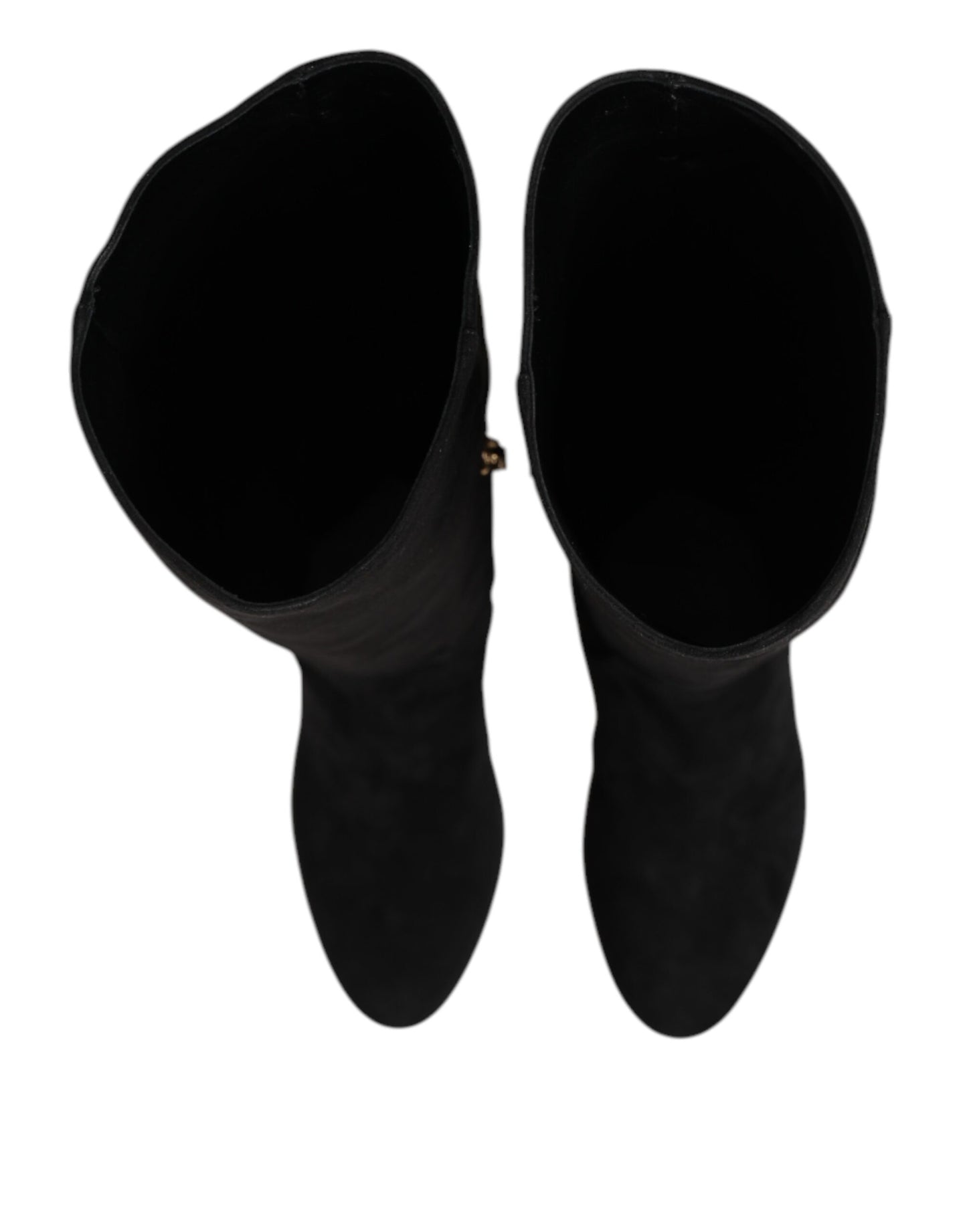 Dolce & Gabbana Black Suede Leather Knee High Boots Shoes Dolce & Gabbana