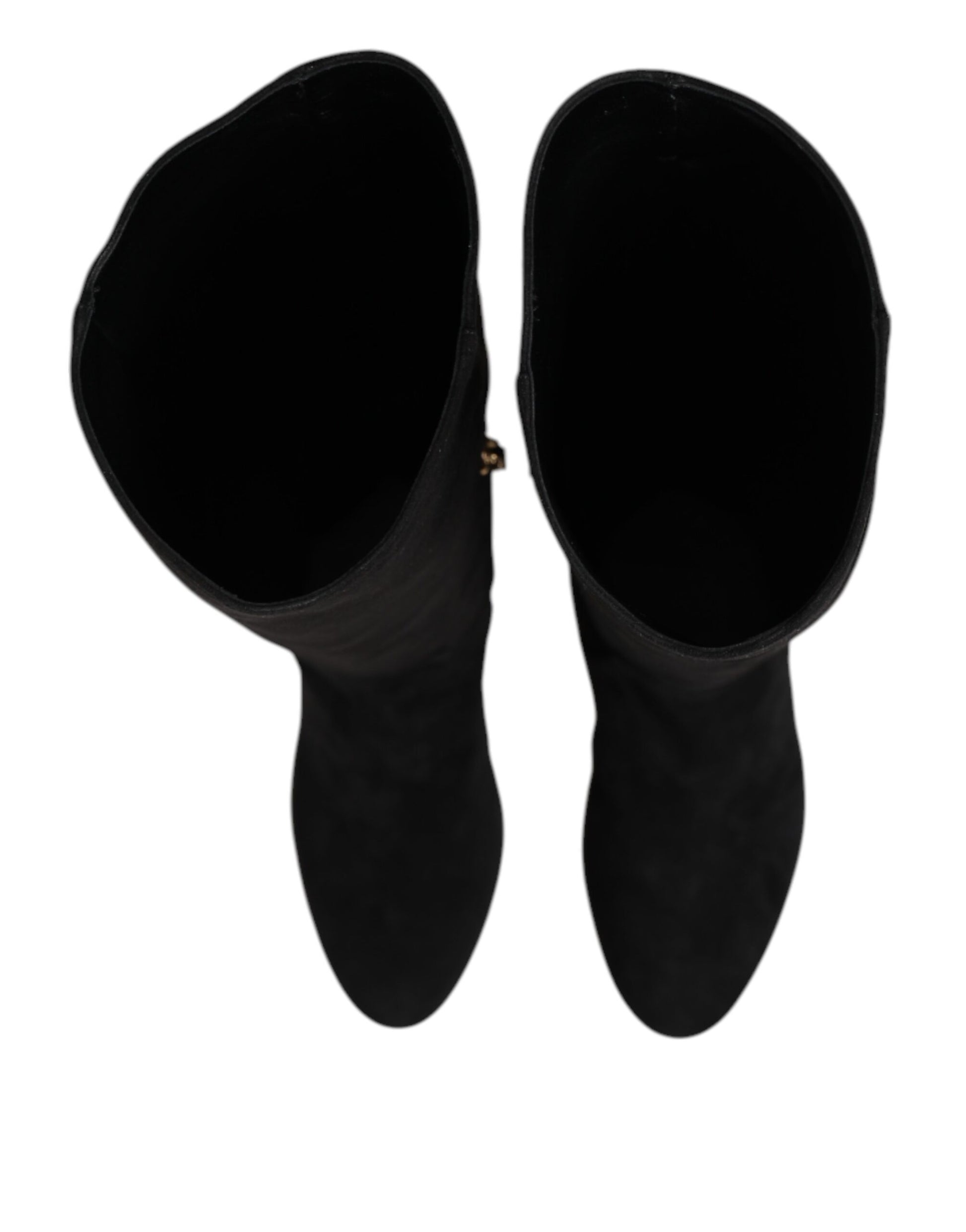 Dolce & Gabbana Black Suede Leather Knee High Boots Shoes Dolce & Gabbana