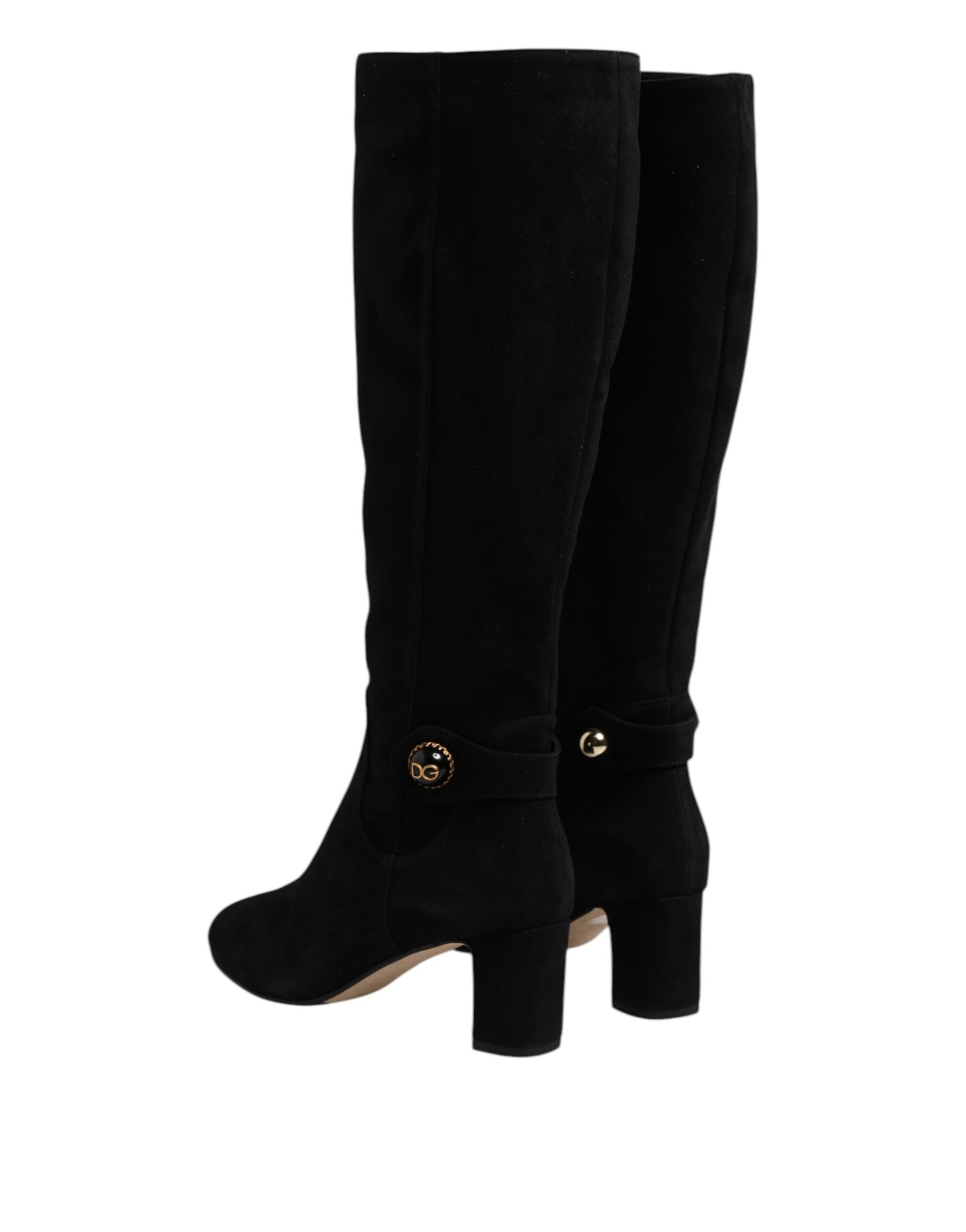 Dolce & Gabbana Black Suede Leather Knee High Boots Shoes Dolce & Gabbana