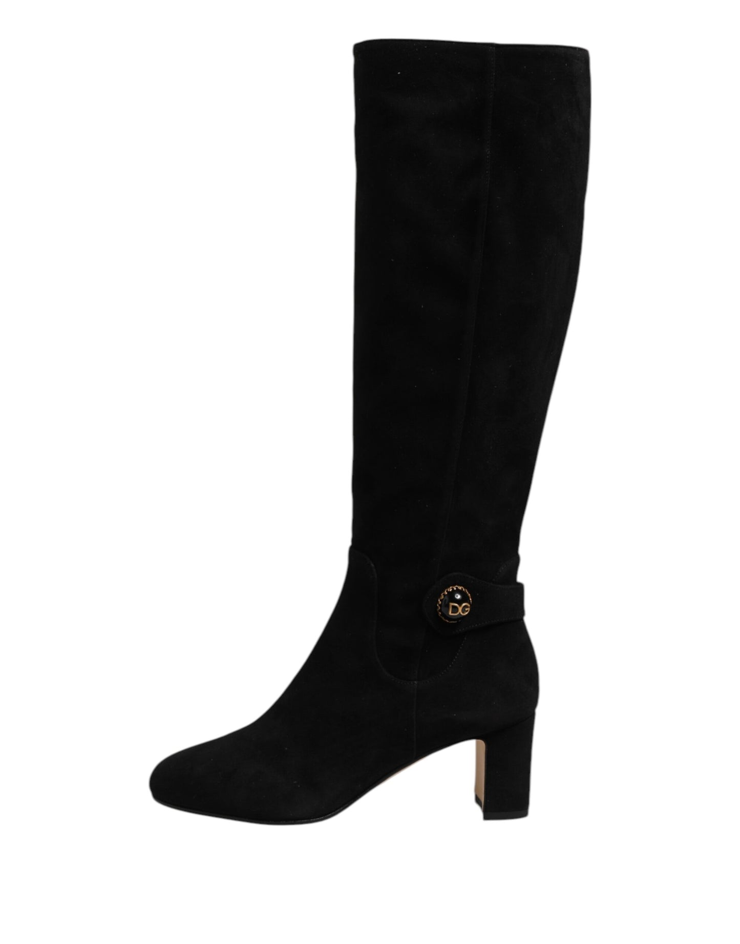 Dolce & Gabbana Black Suede Leather Knee High Boots Shoes Dolce & Gabbana