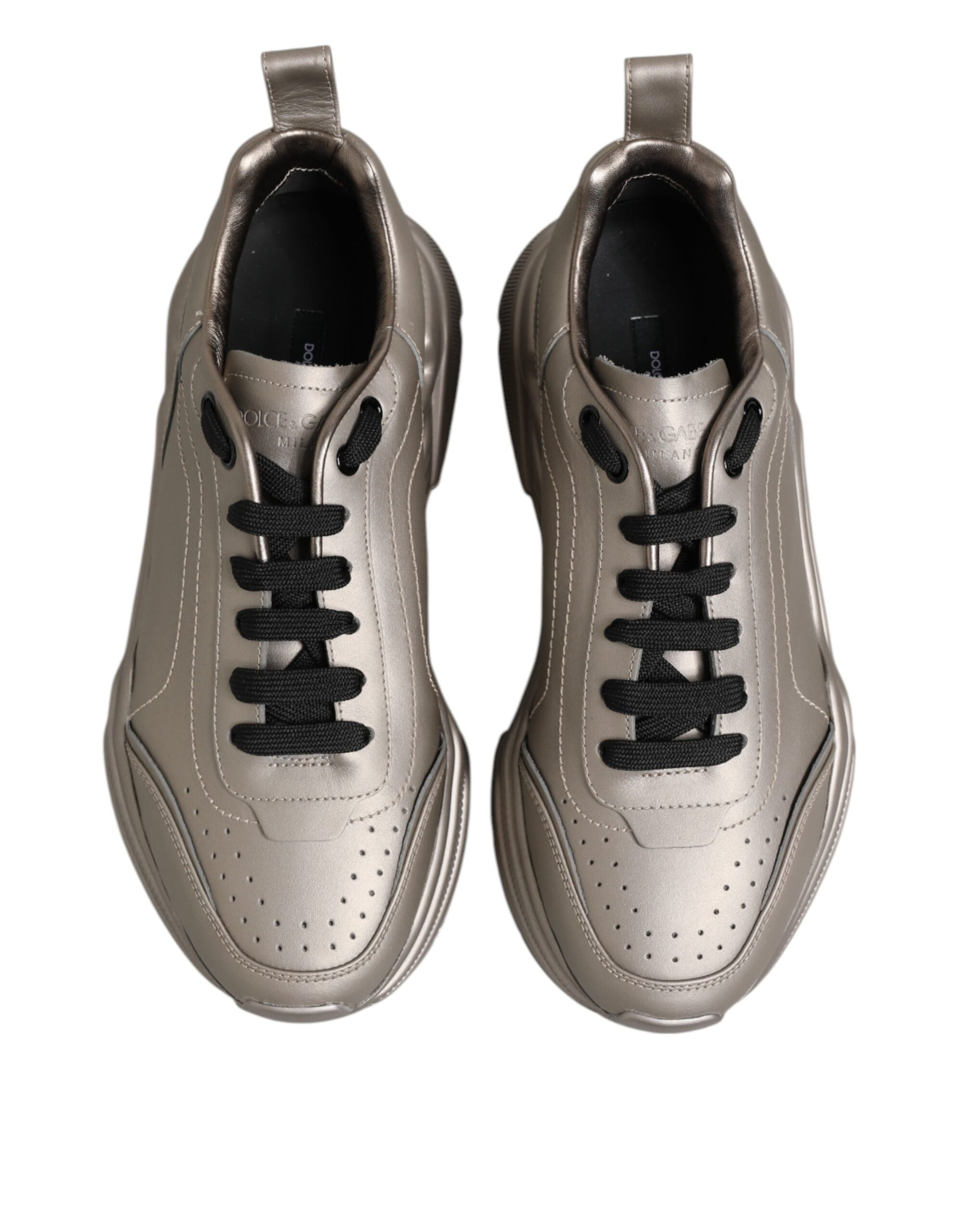 Dolce & Gabbana Silver DAYMASTER Leather Men Sneakers Shoes Dolce & Gabbana