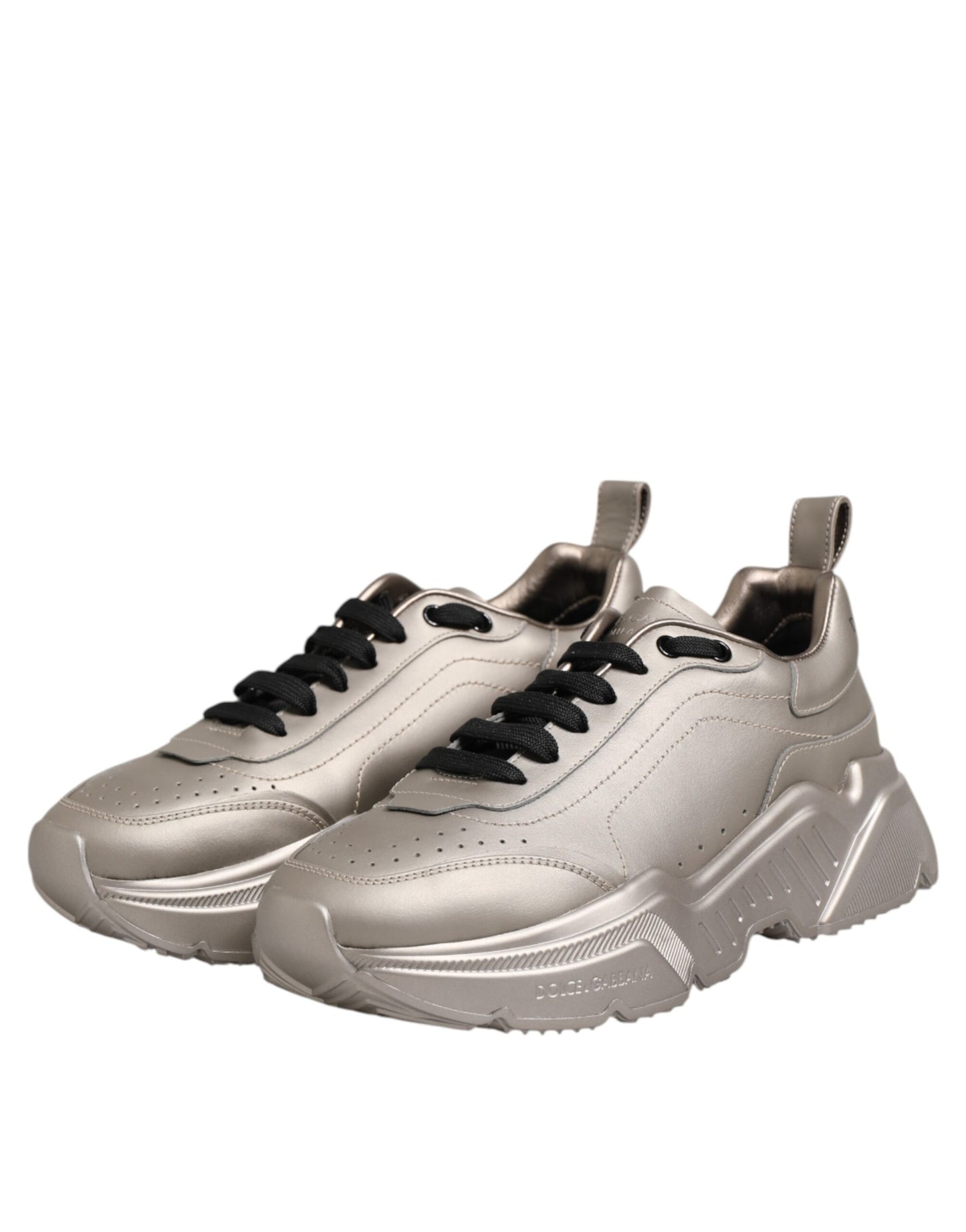 Dolce & Gabbana Silver DAYMASTER Leather Men Sneakers Shoes Dolce & Gabbana