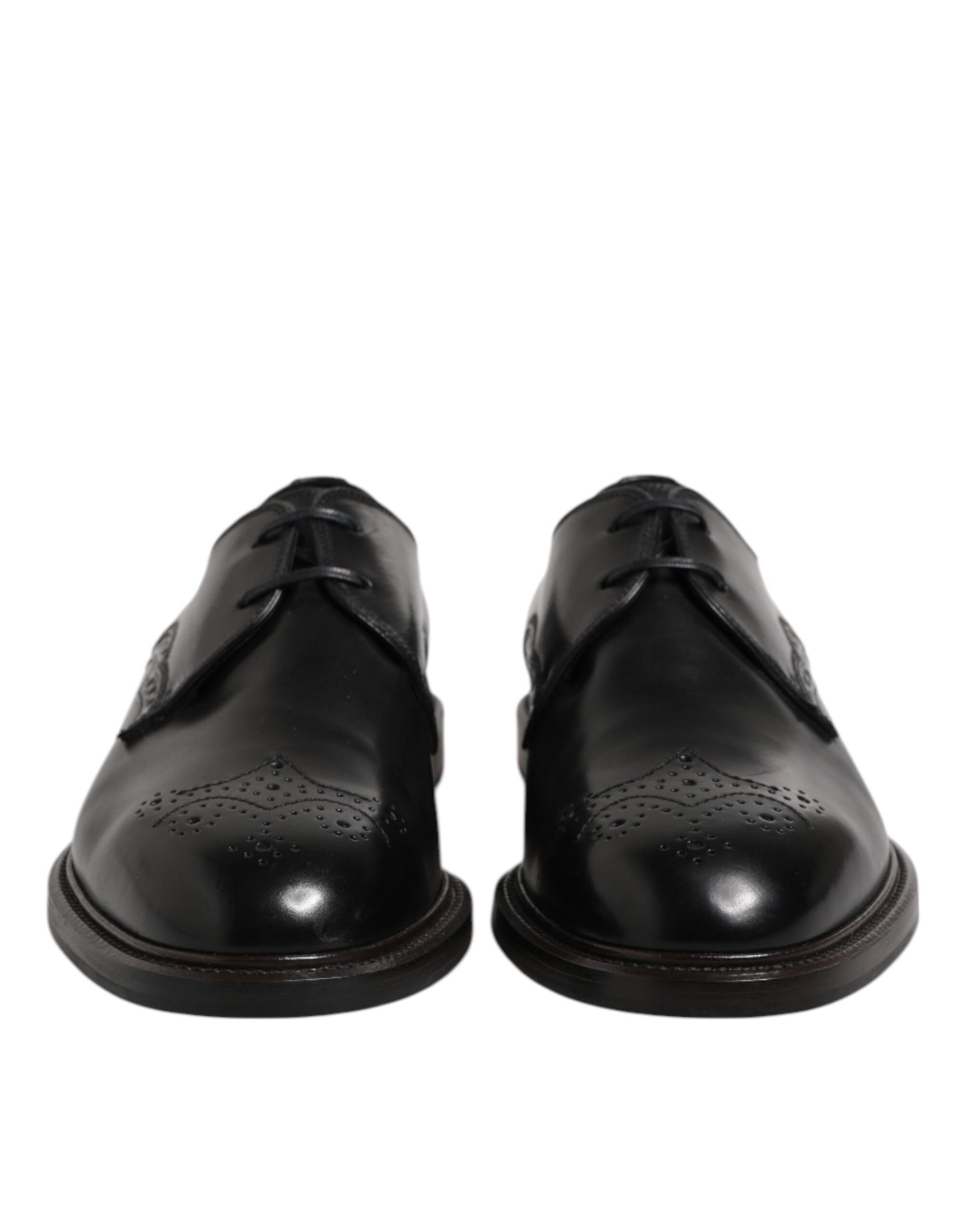 Dolce & Gabbana Black Leather Derby Wingtip Formal Shoes Dolce & Gabbana