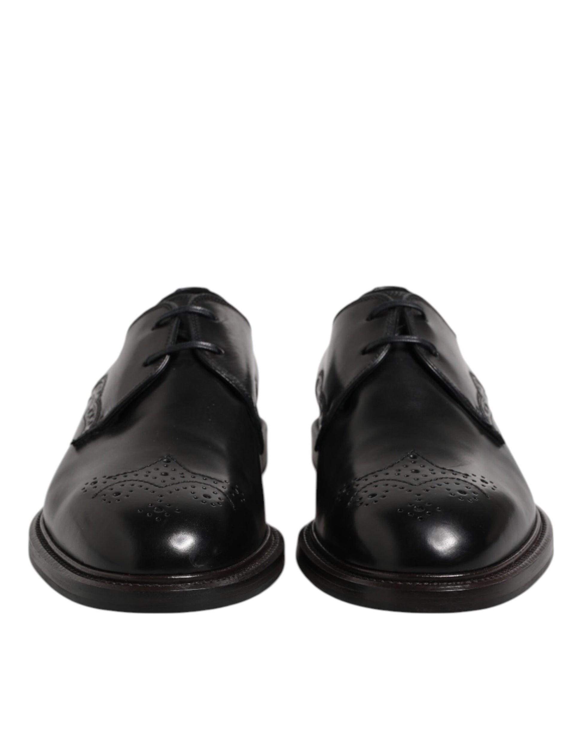 Dolce & Gabbana Black Leather Derby Wingtip Formal Shoes Dolce & Gabbana