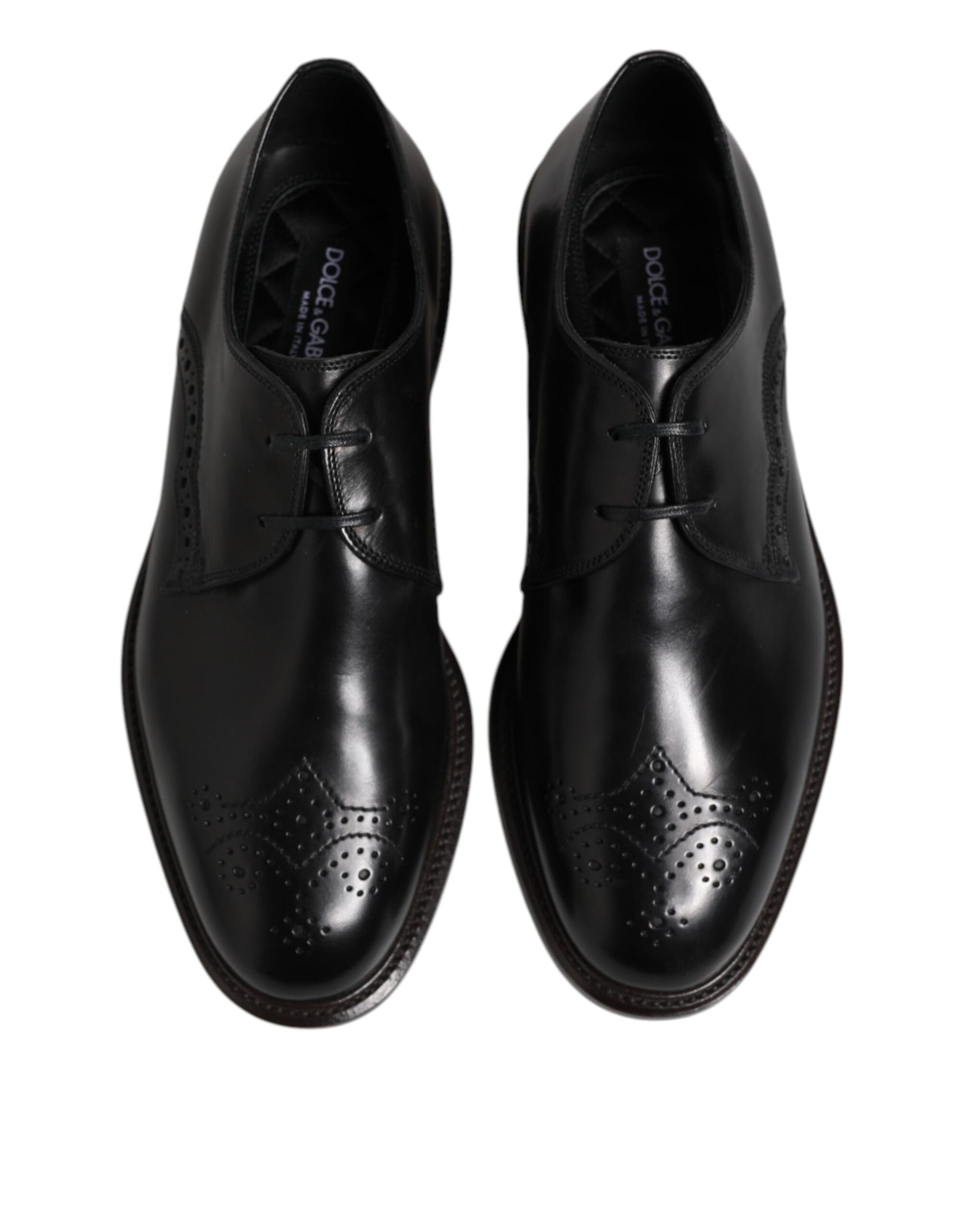 Dolce & Gabbana Black Leather Derby Wingtip Formal Shoes Dolce & Gabbana