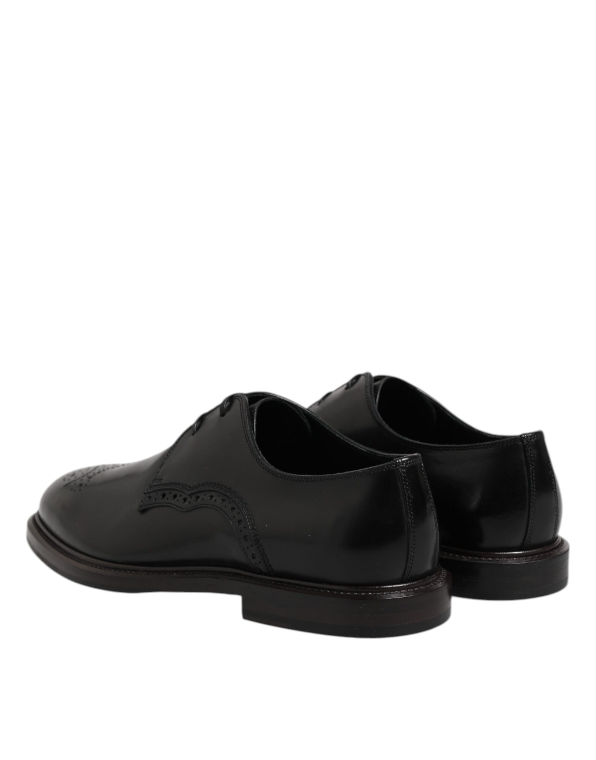 Dolce & Gabbana Black Leather Derby Wingtip Formal Shoes Dolce & Gabbana