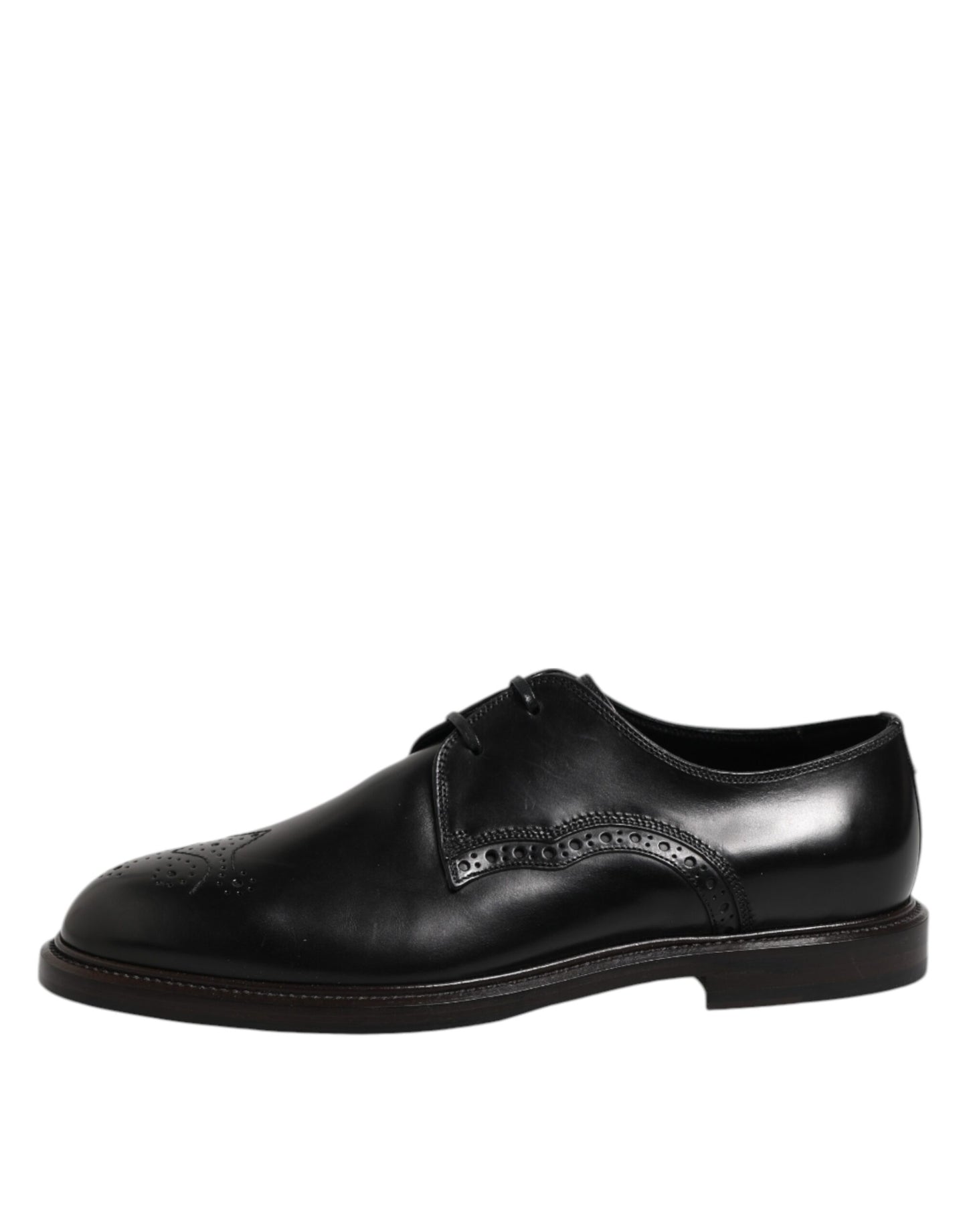 Dolce & Gabbana Black Leather Derby Wingtip Formal Shoes Dolce & Gabbana