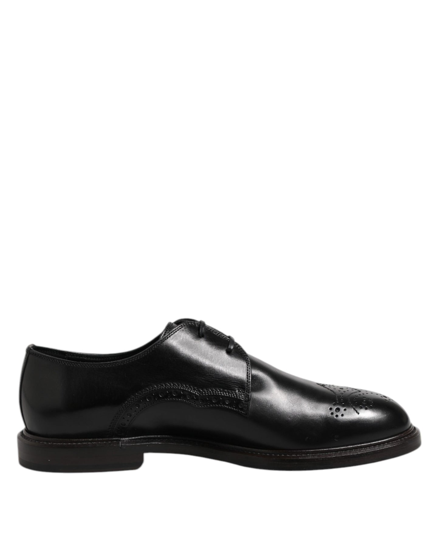 Dolce & Gabbana Black Leather Derby Wingtip Formal Shoes Dolce & Gabbana