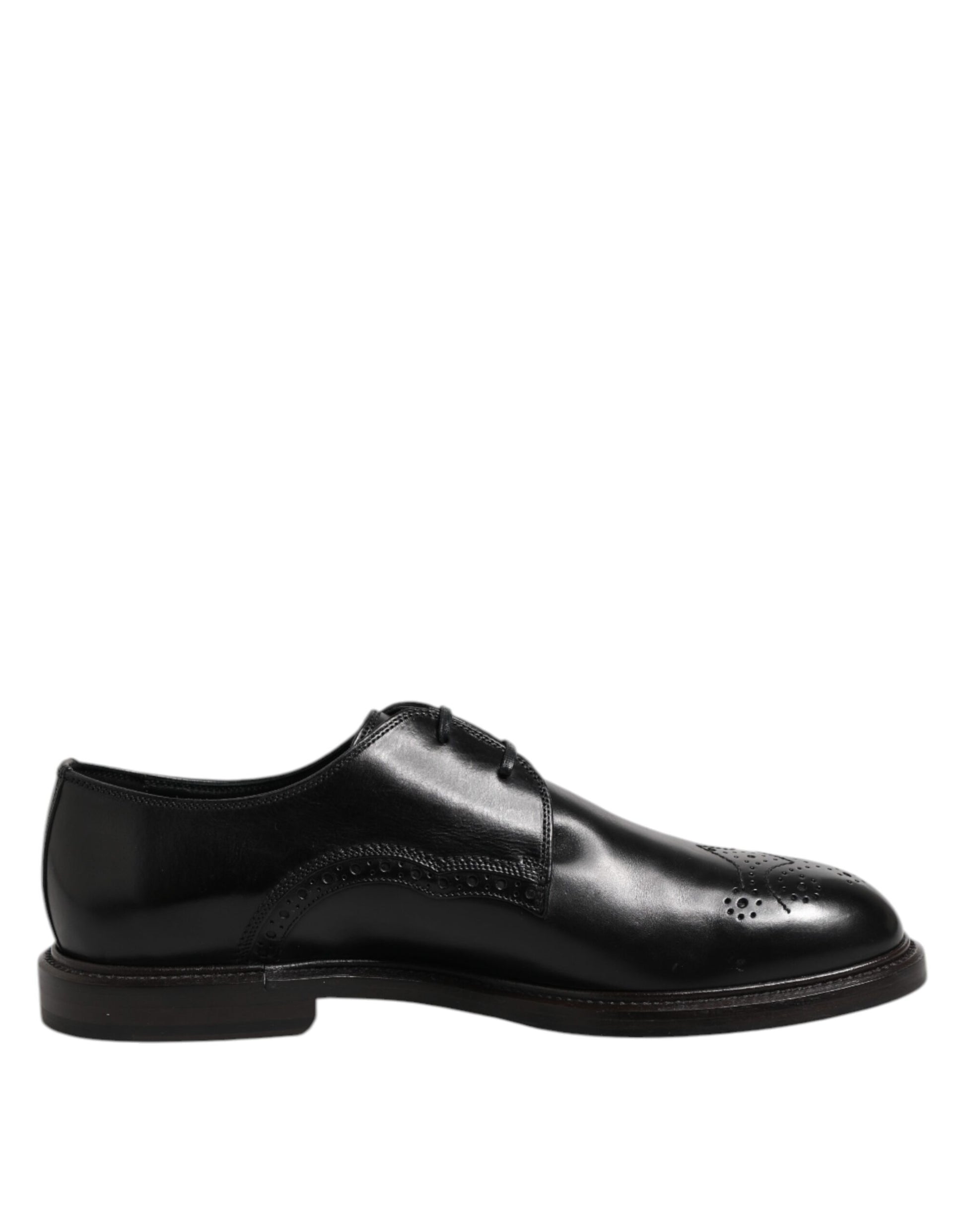Dolce & Gabbana Black Leather Derby Wingtip Formal Shoes Dolce & Gabbana