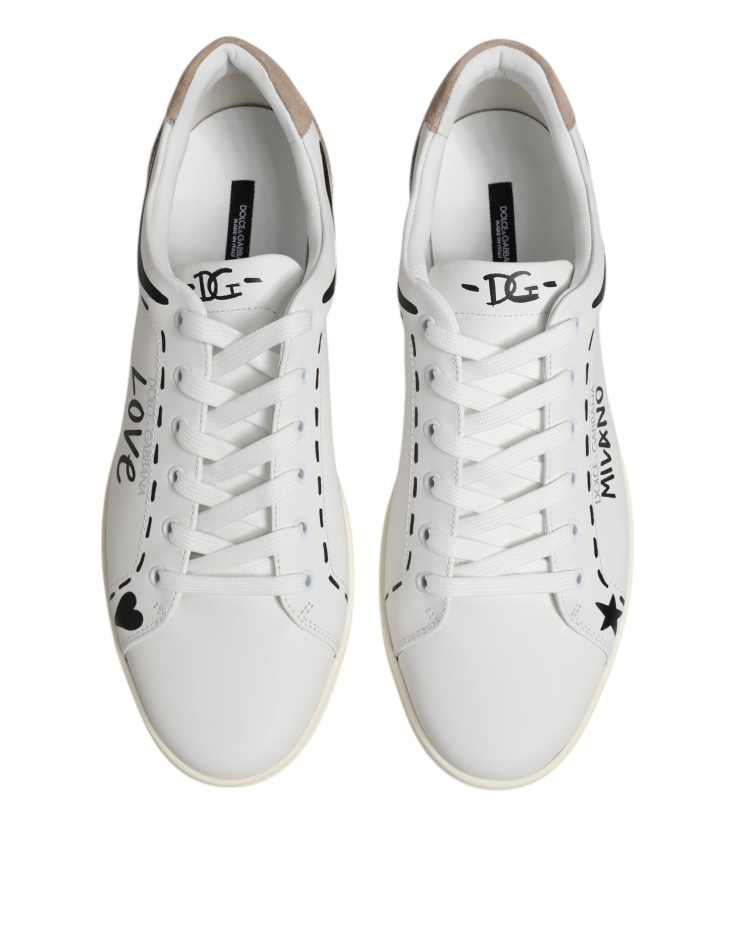 Dolce & Gabbana White Leather MILANO Low Top Sneakers Shoes
