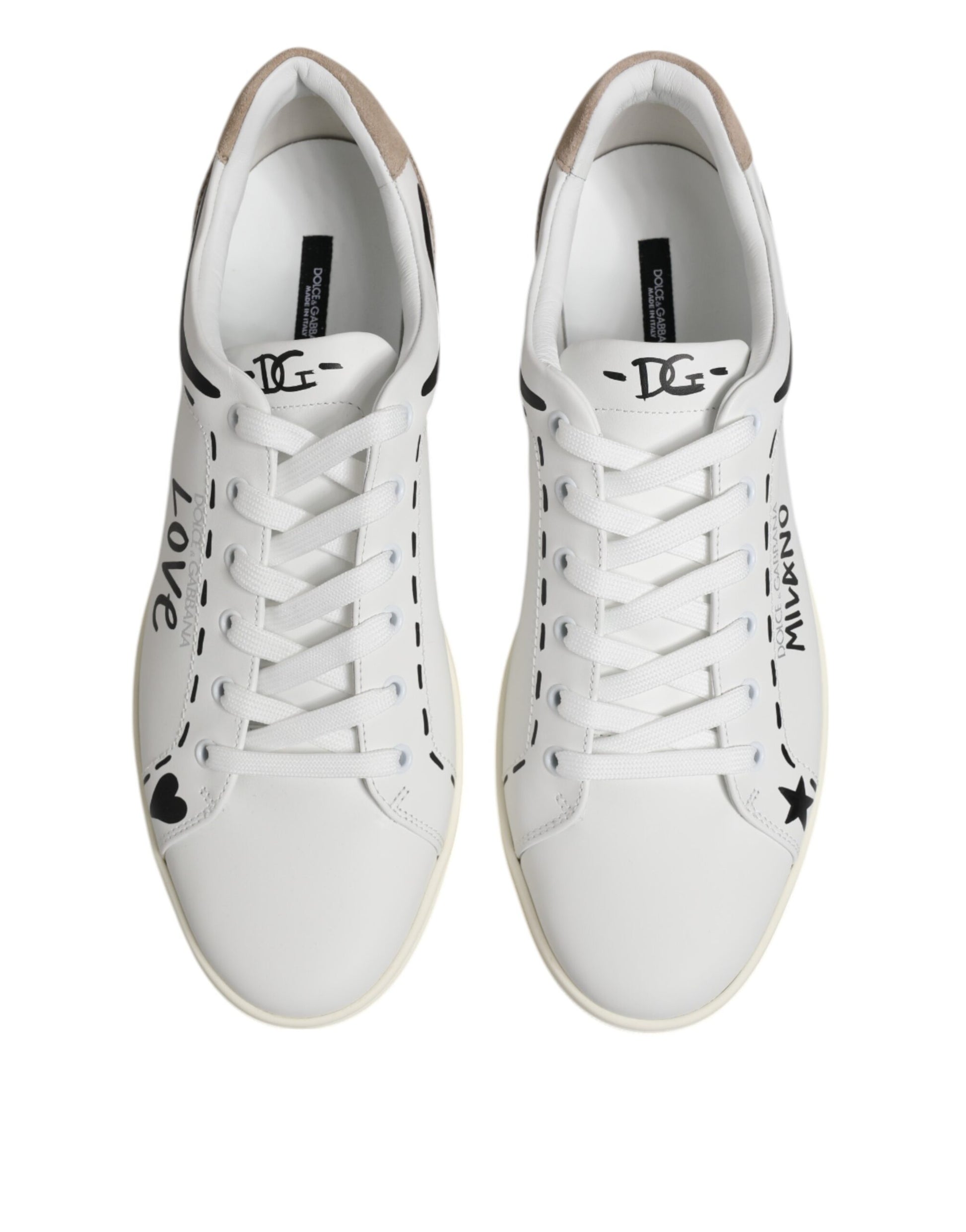 Dolce & Gabbana White Leather MILANO Low Top Sneakers Shoes
