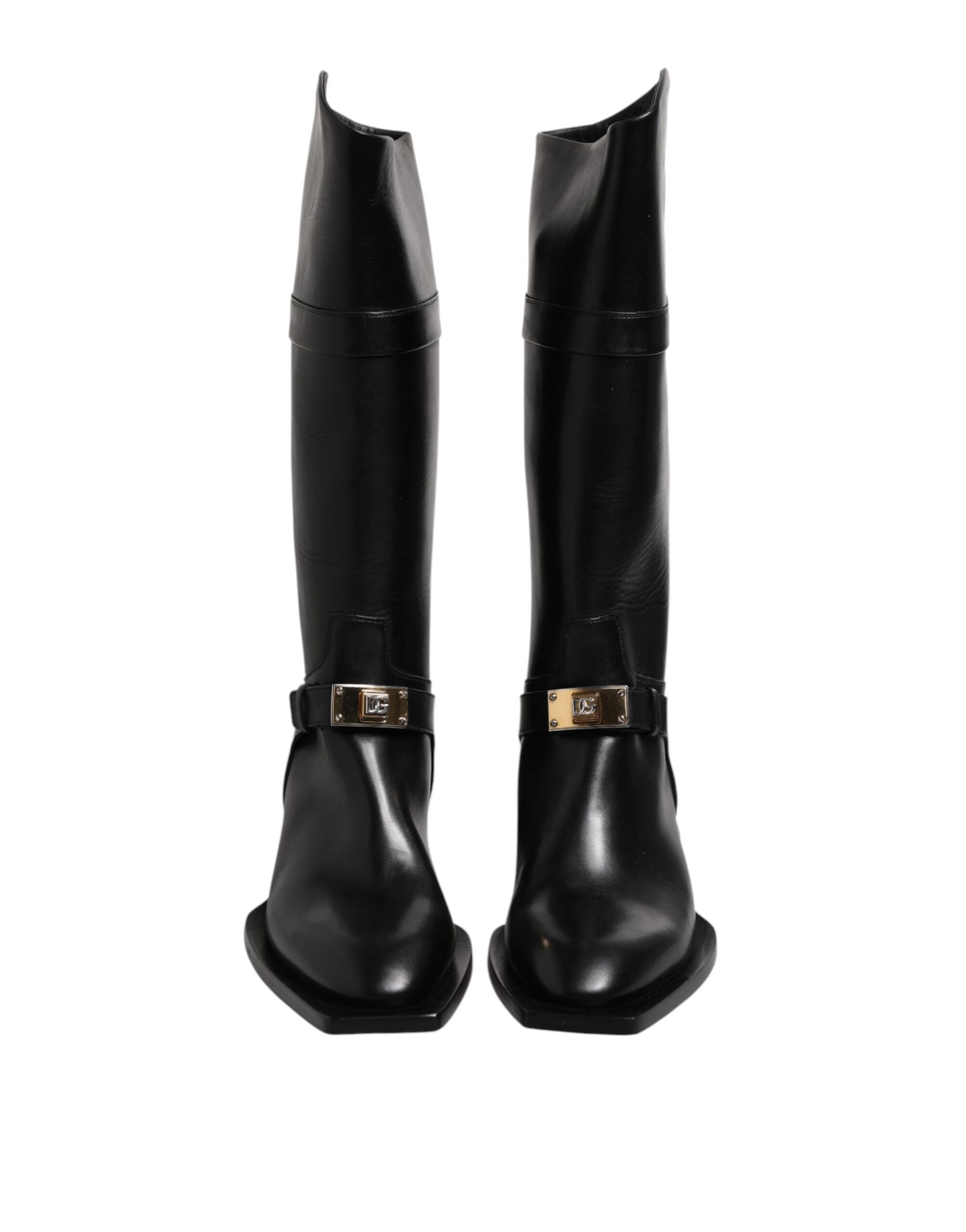 Dolce & Gabbana Black Leather High Boots Flats Shoes Dolce & Gabbana