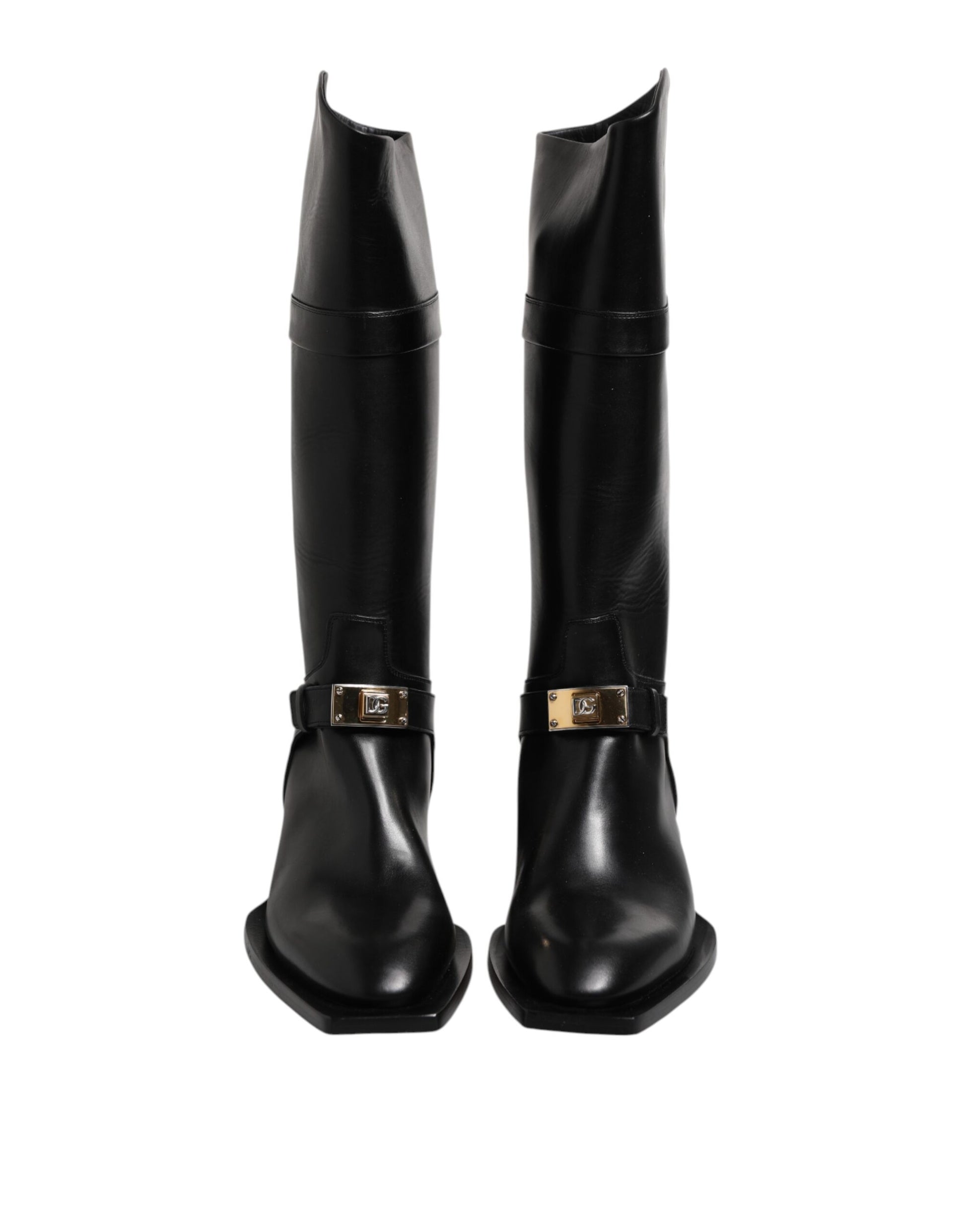 Dolce & Gabbana Black Leather High Boots Flats Shoes Dolce & Gabbana