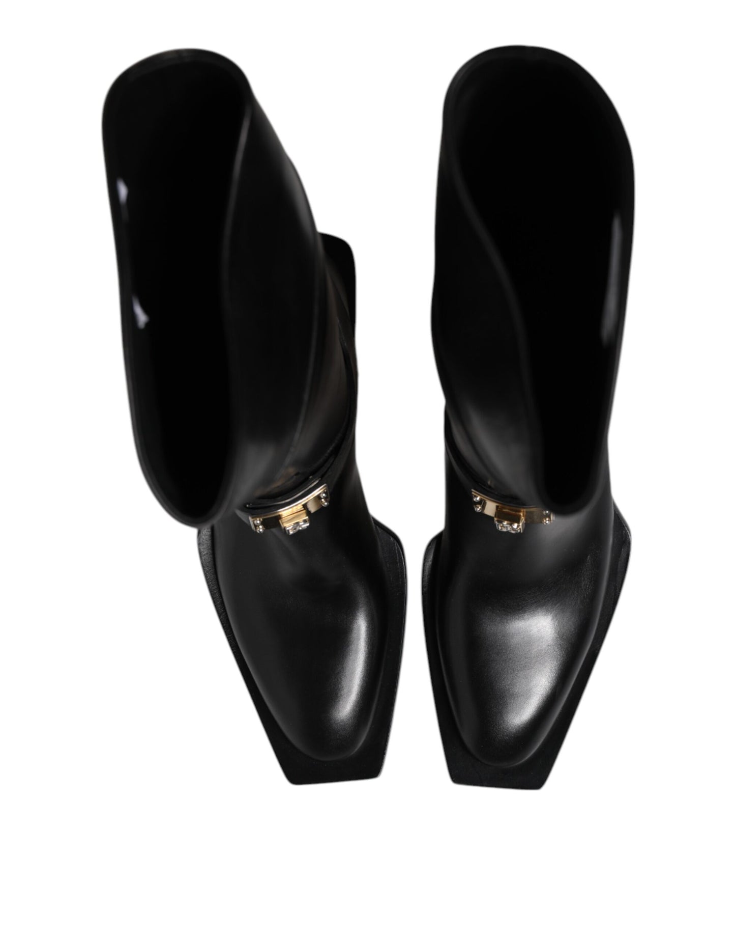 Dolce & Gabbana Black Leather High Boots Flats Shoes Dolce & Gabbana