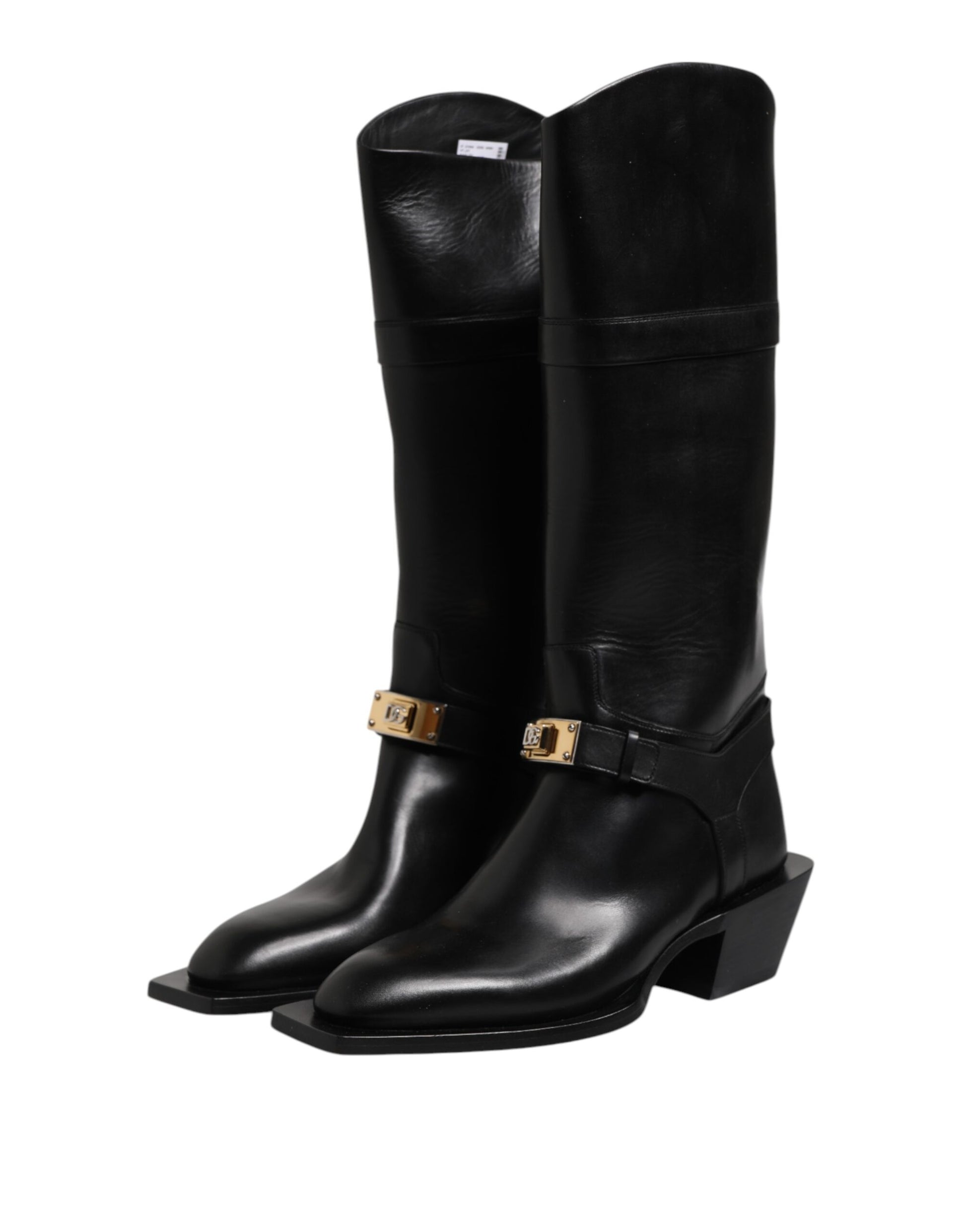Dolce & Gabbana Black Leather High Boots Flats Shoes Dolce & Gabbana
