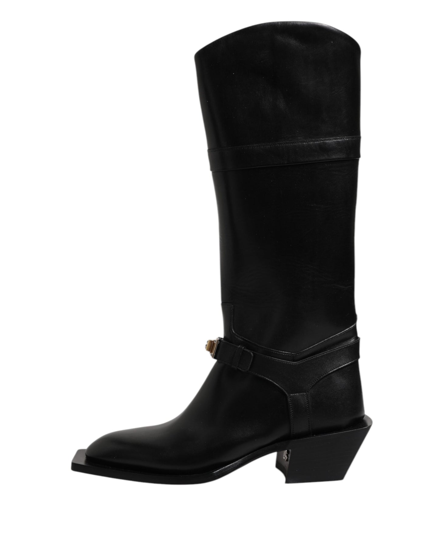 Dolce & Gabbana Black Leather High Boots Flats Shoes Dolce & Gabbana