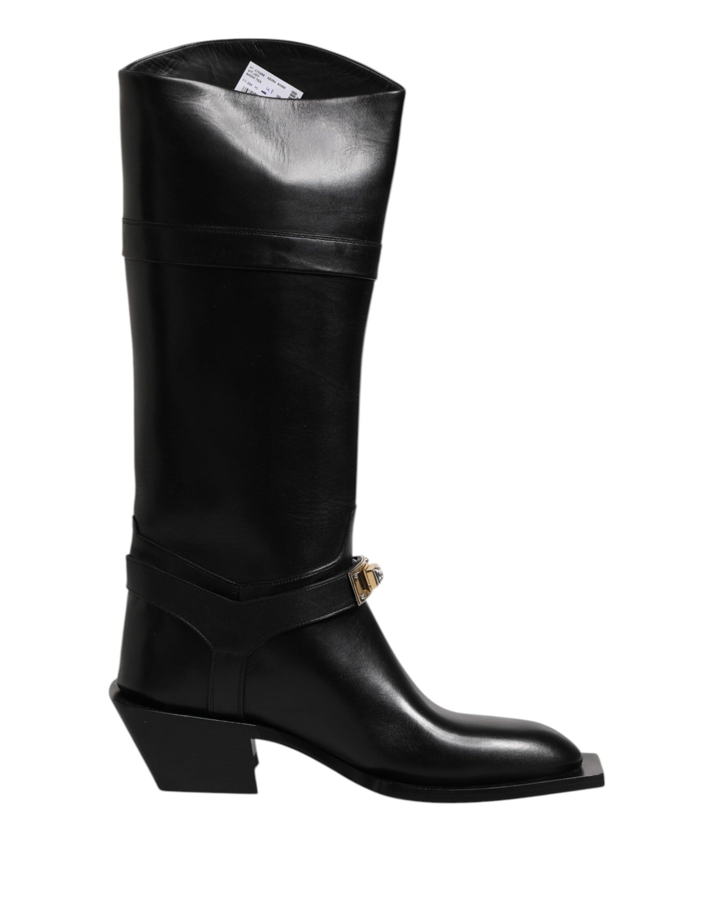 Dolce & Gabbana Black Leather High Boots Flats Shoes Dolce & Gabbana