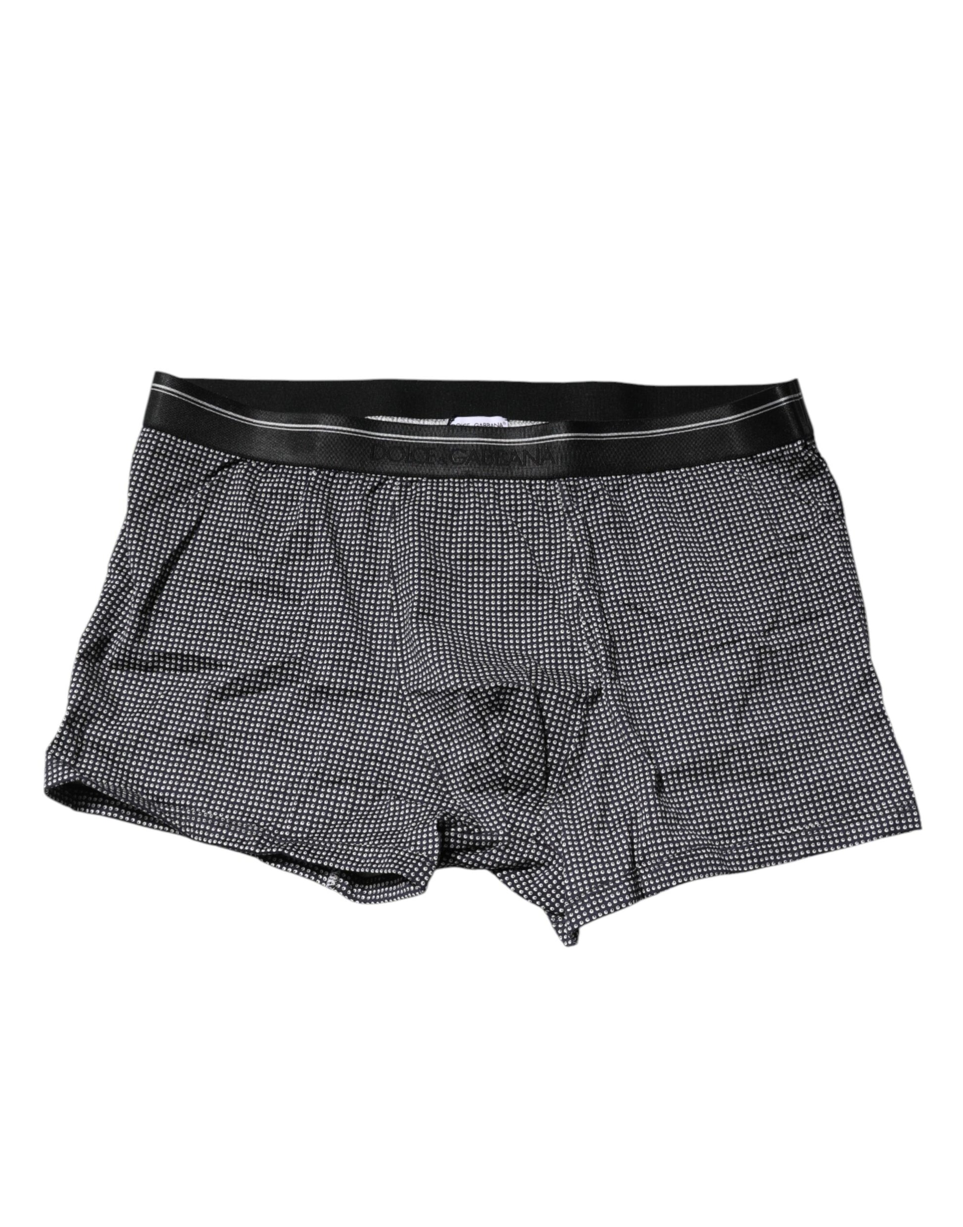 Dolce & Gabbana Gray Printed Cotton Boxer Short Underwear
