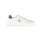 Calvin Klein Bianco polyurethane men's sneakers with white laces and sleek design, perfect for casual or athletic wear.