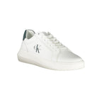 Calvin Klein Bianco polyurethane men's sneaker with white design, lace-up closure, and sporty style.