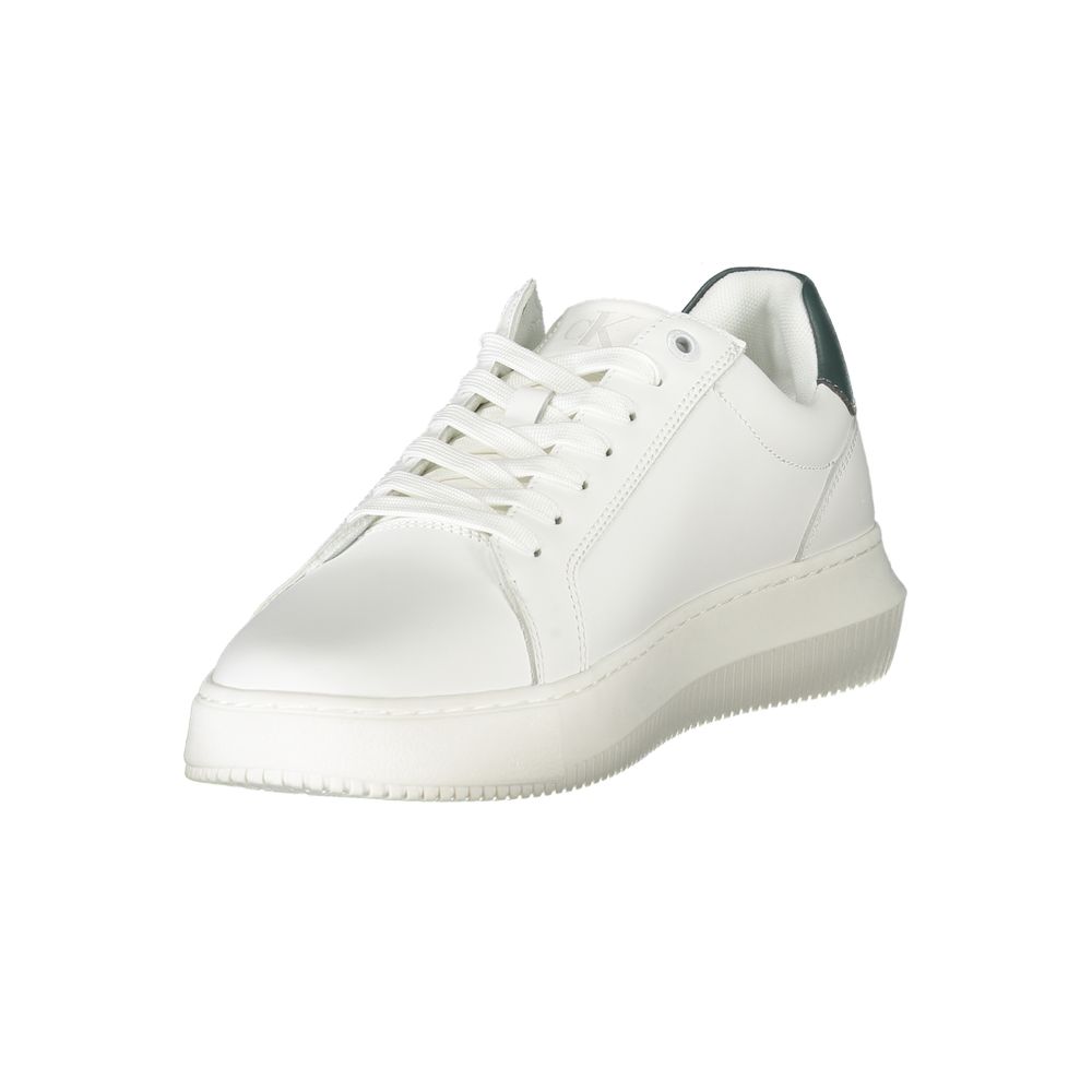 Calvin Klein Bianco polyurethane men's sneaker with white design and casual slip-on style, featuring subtle branding details.