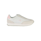 Calvin Klein Bianco leather women's sneakers with white laces and sleek design, perfect for casual and stylish wear.