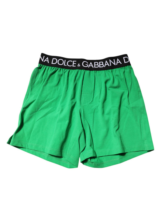 Dolce & Gabbana Green Cotton Regular Boxer Shorts Underwear Dolce & Gabbana