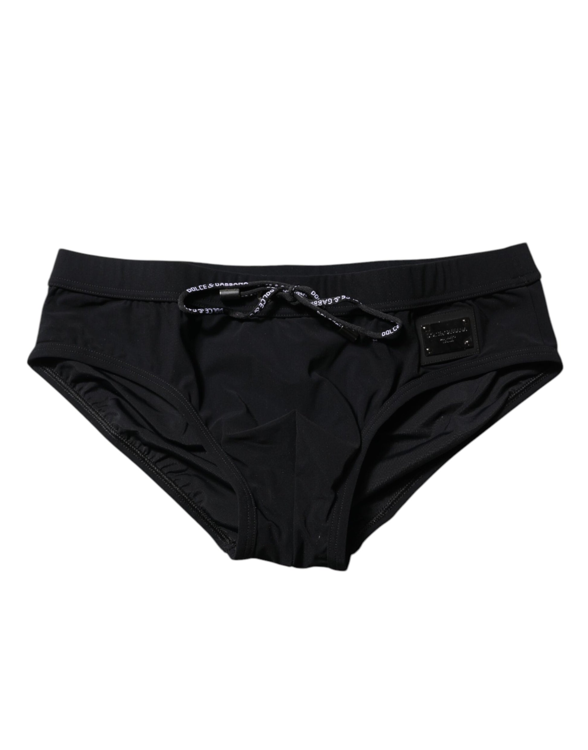 Dolce & Gabbana Black Logo Plaque Men Beachwear Brief Swimwear Dolce & Gabbana