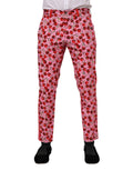 Dolce & Gabbana Pink Cherry Print Cotton Dress Pants - Eljoys Fashion 
