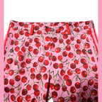 Dolce & Gabbana Pink Cherry Print Cotton Dress Pants