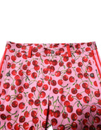 Dolce & Gabbana Pink Cherry Print Cotton Dress Pants - Eljoys Fashion 