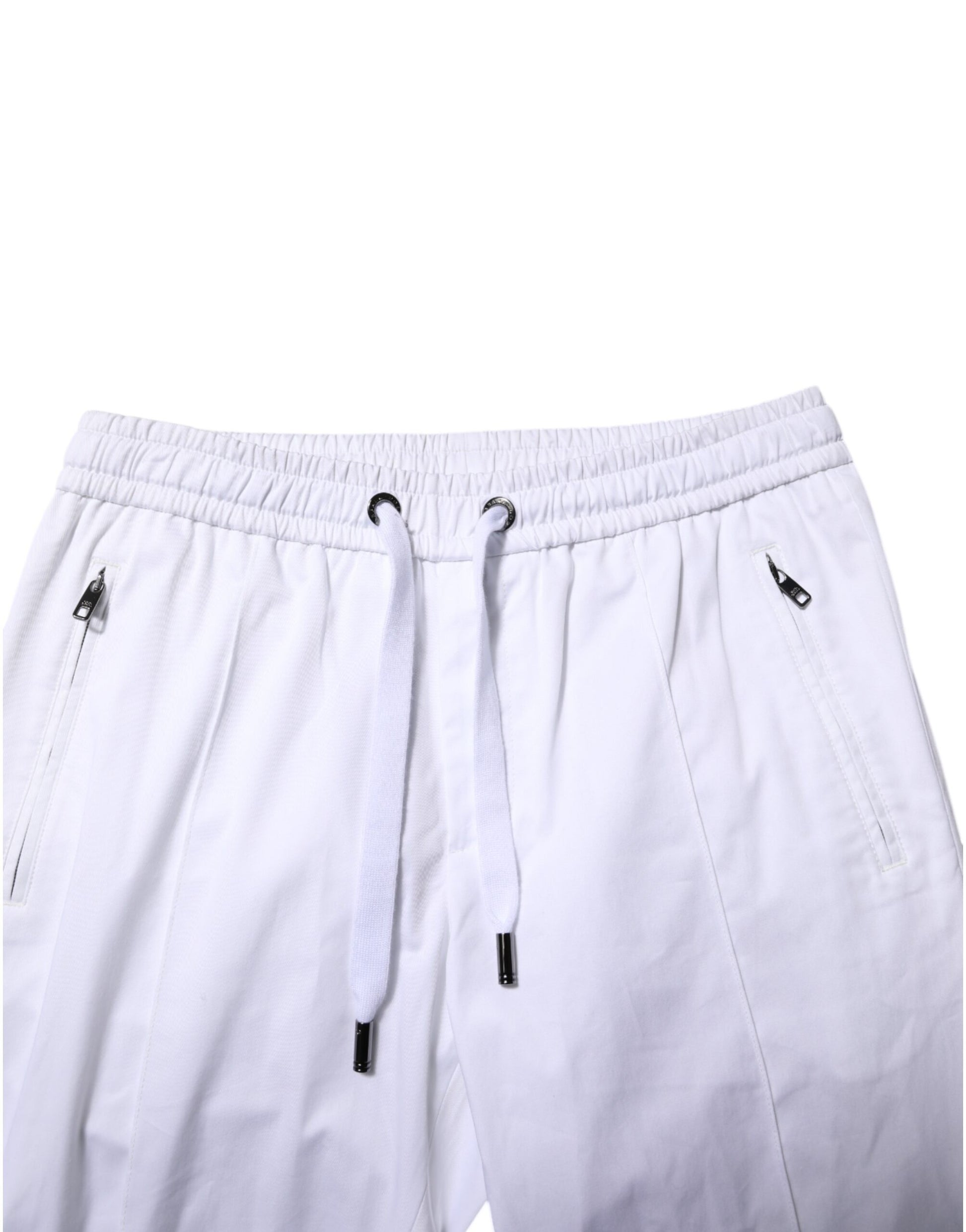 Dolce & Gabbana White Cotton Stretch Logo Men Jogger Pants Dolce & Gabbana