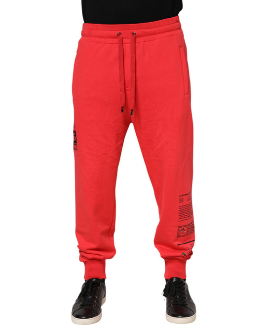 Dolce & Gabbana Red Cotton Men Jogger Sweatpants Pants Dolce & Gabbana