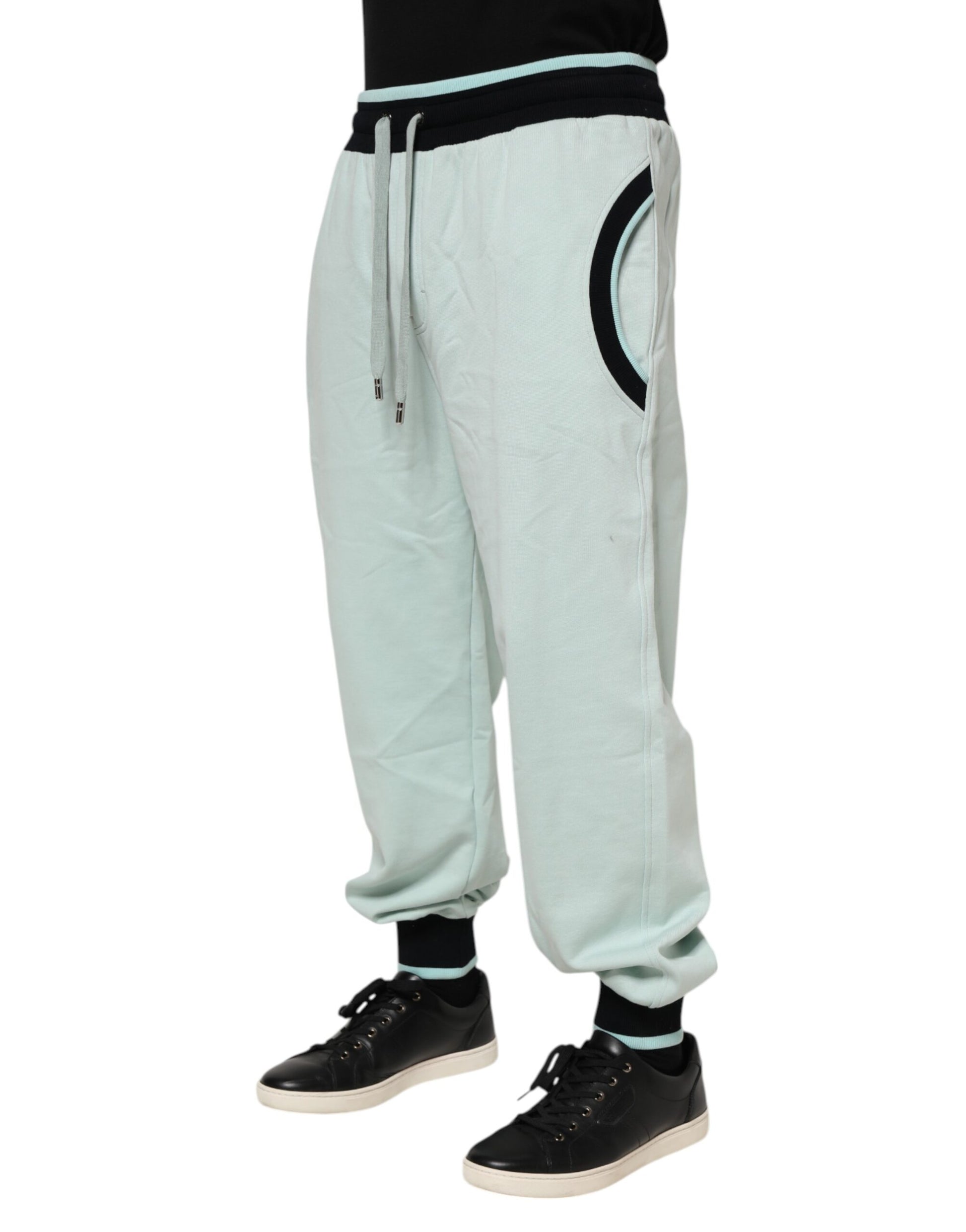 Dolce & Gabbana Light Green Cotton Men Jogger Sweatpants Pants Dolce & Gabbana