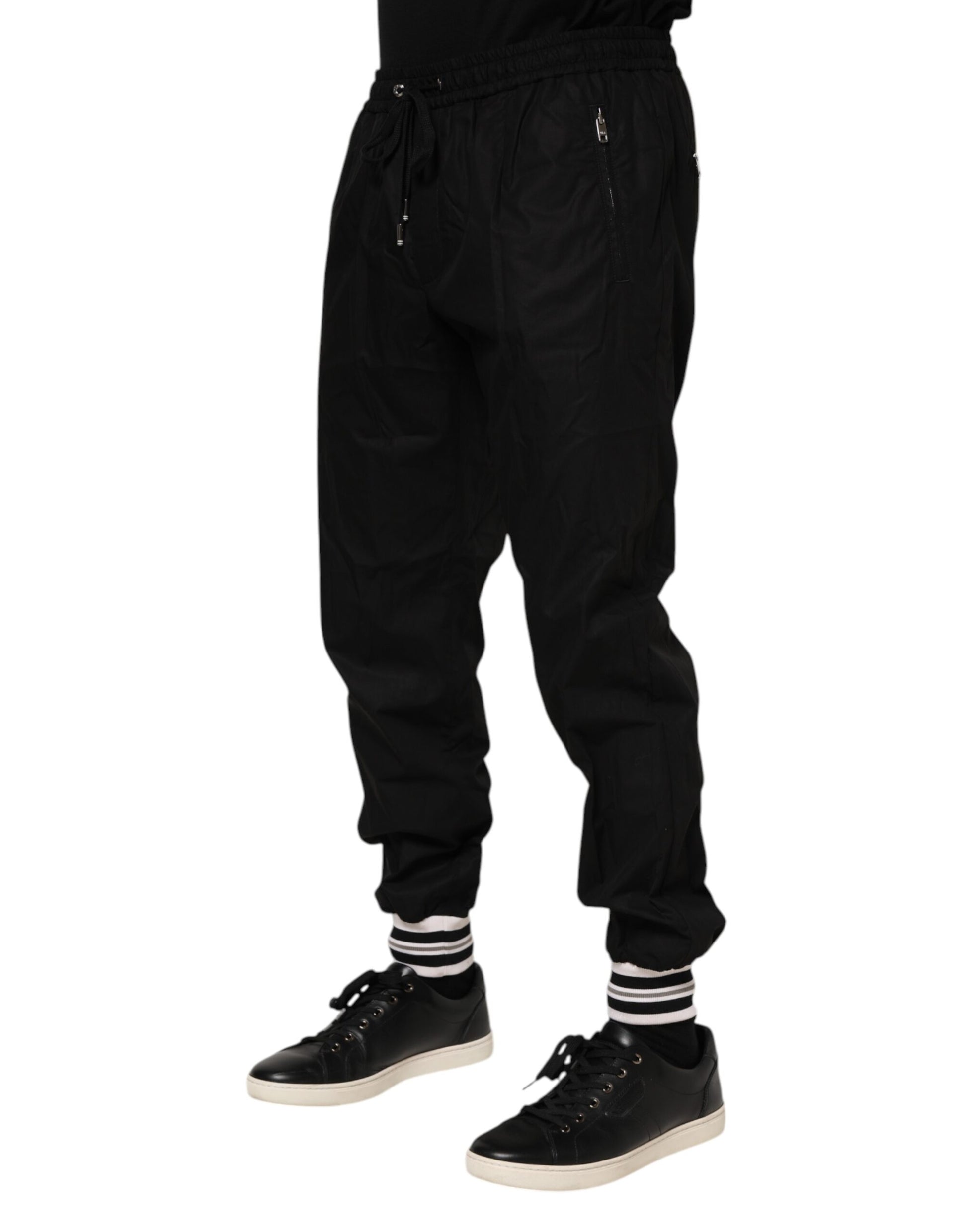 Dolce & Gabbana Black Cotton Logo Tape Men Jogger Pants Dolce & Gabbana