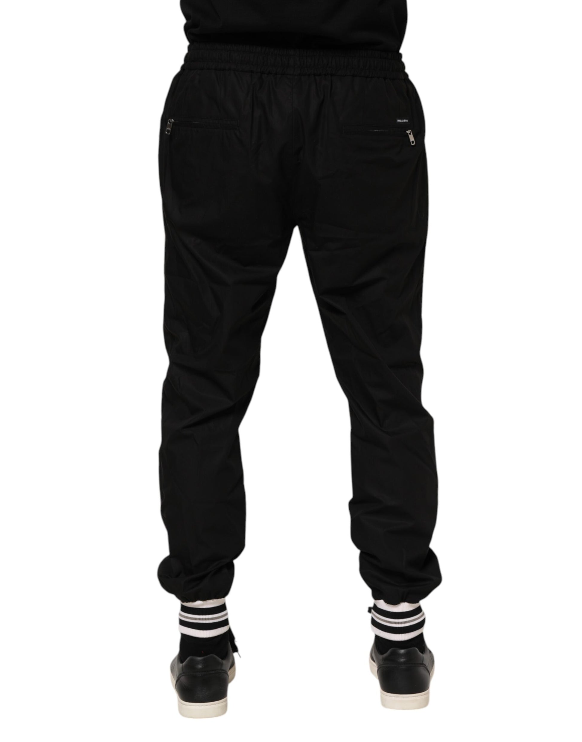 Dolce & Gabbana Black Cotton Logo Tape Men Jogger Pants Dolce & Gabbana