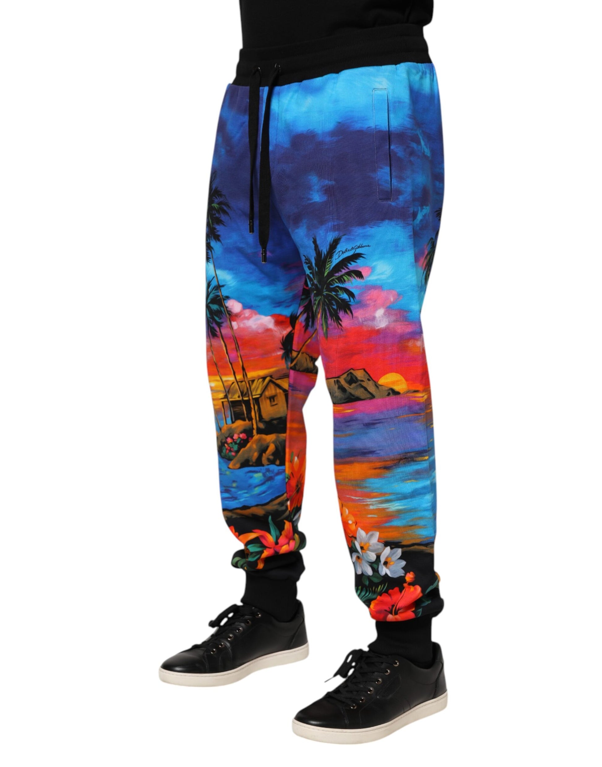 Dolce & Gabbana Blue Hawaiian Print Jogger Sweatpants Pants Dolce & Gabbana