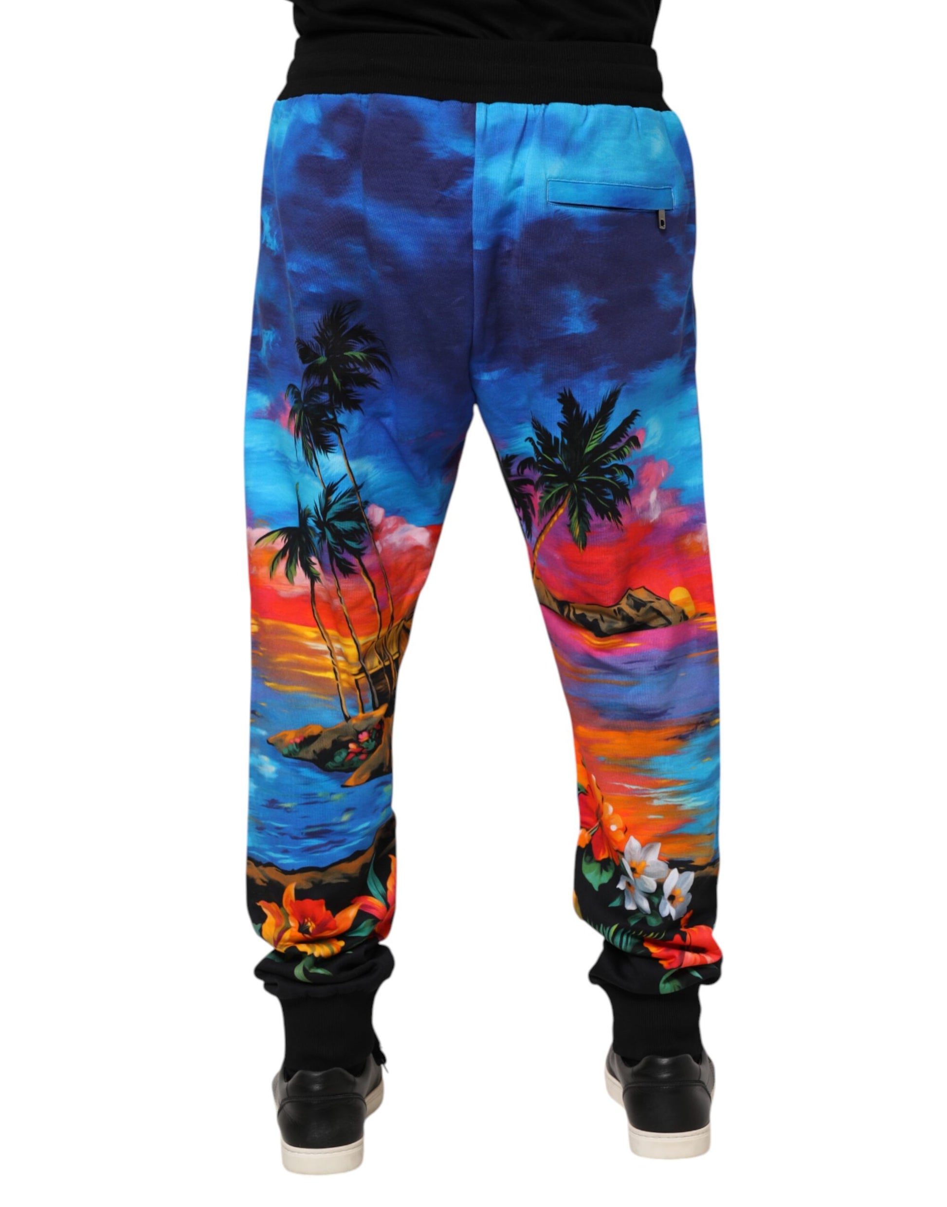 Dolce & Gabbana Blue Hawaiian Print Jogger Sweatpants Pants Dolce & Gabbana