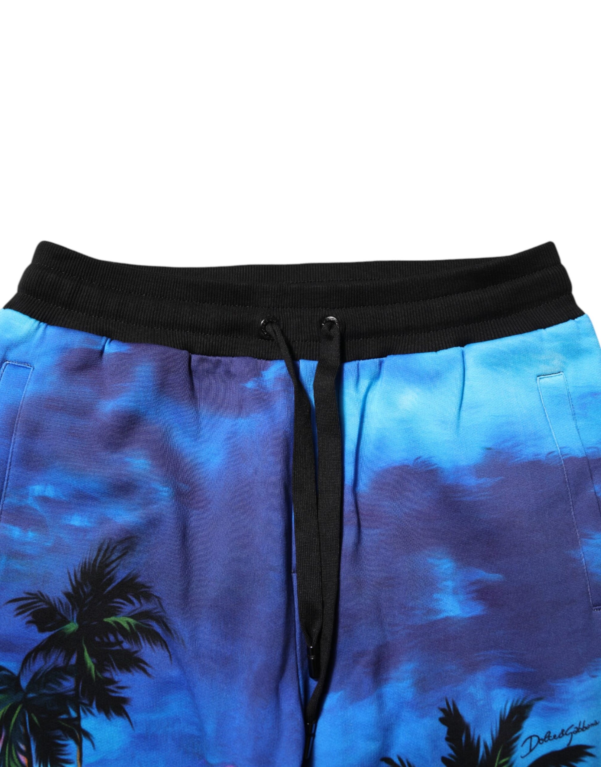 Dolce & Gabbana Blue Hawaiian Print Jogger Sweatpants Pants Dolce & Gabbana
