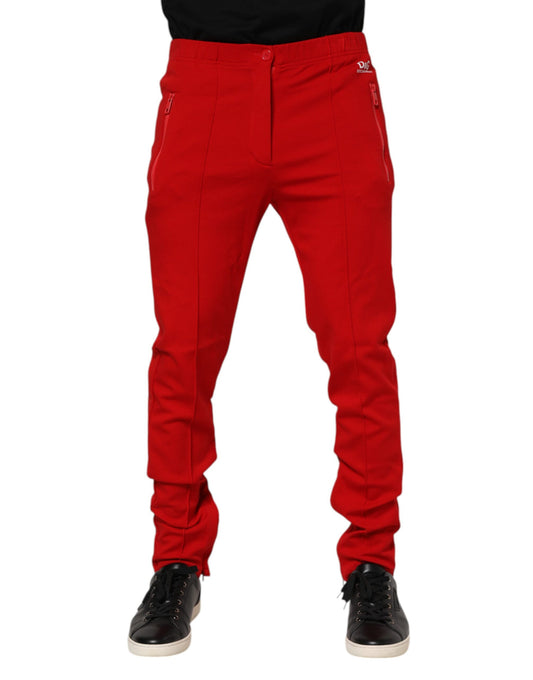 Dolce & Gabbana Red Viscose Logo Jogger Men Sweatpants Pants Dolce & Gabbana