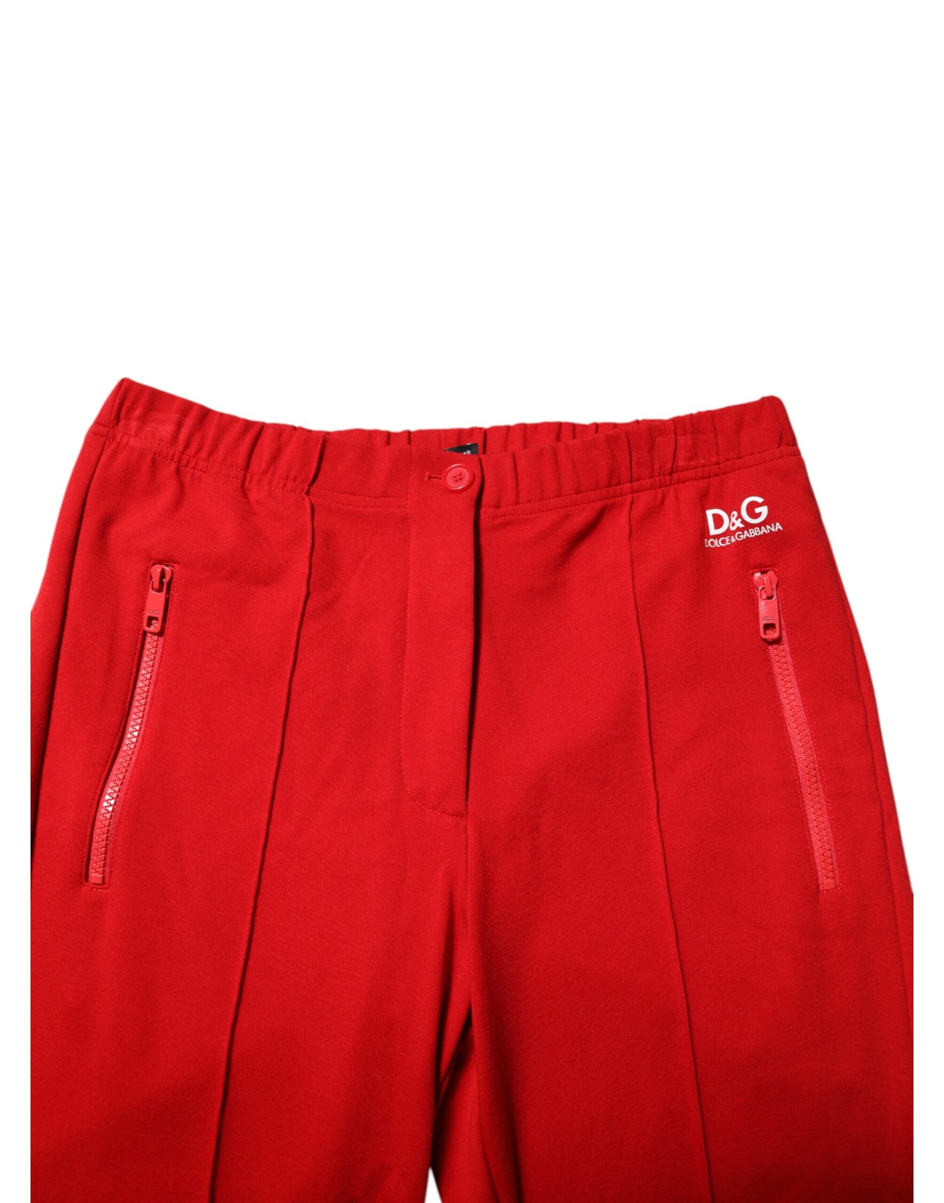 Dolce & Gabbana Red Viscose Logo Jogger Men Sweatpants Pants Dolce & Gabbana