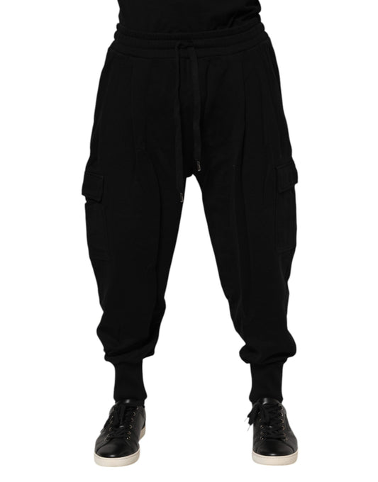 Dolce & Gabbana Black Cotton Logo Jogger Sweatpants Pants Dolce & Gabbana